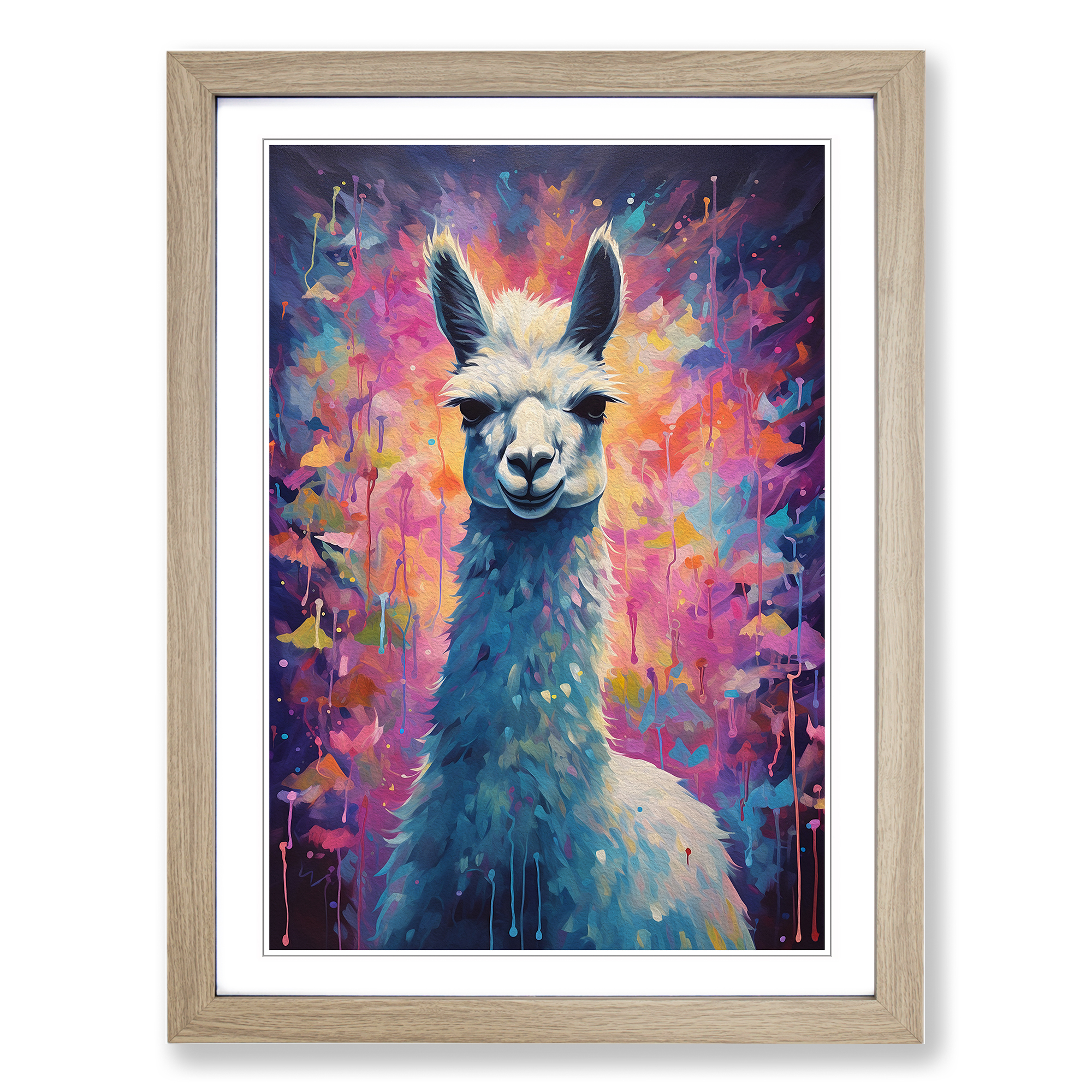 Llama Impressionism Framed Canvas Wall Art Print Poster Picture, Home Decor - Picture 6 of 8