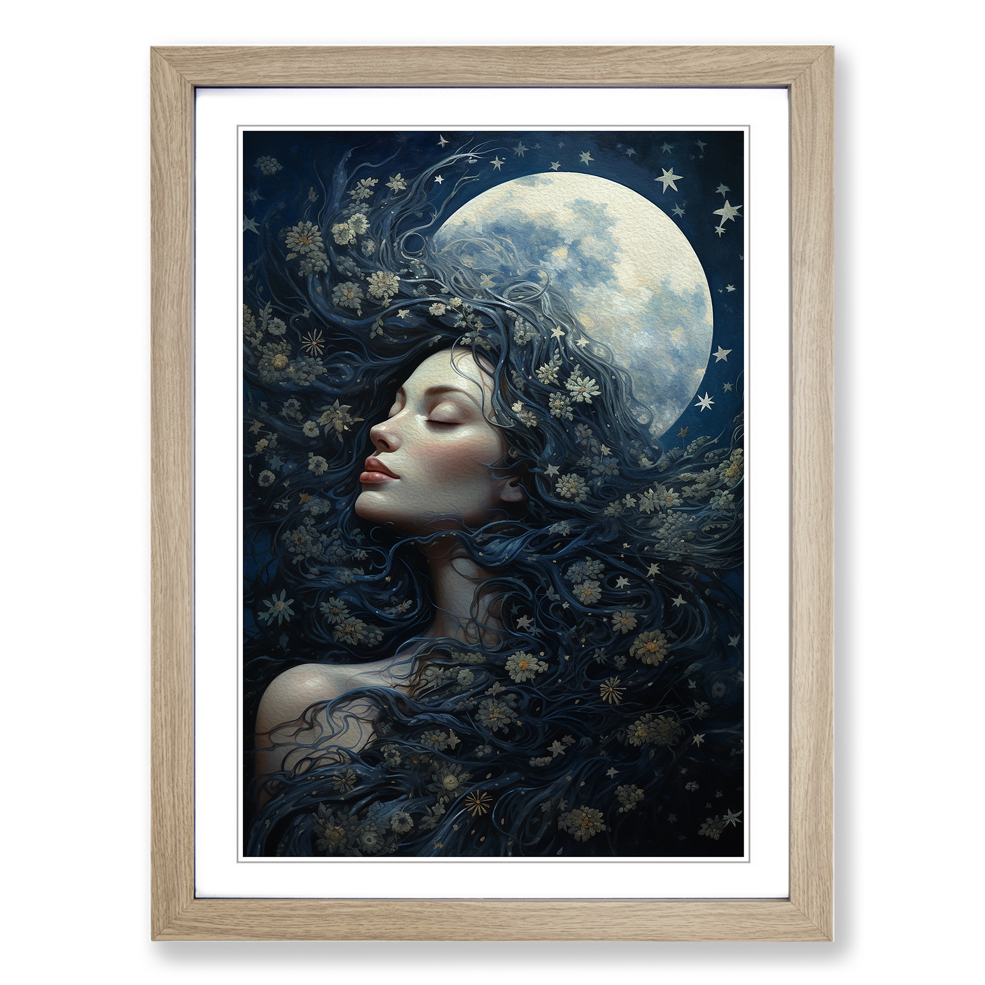 Moon Tachisme Framed Canvas Wall Art Print Poster Picture, Home Decor - Picture 6 of 8