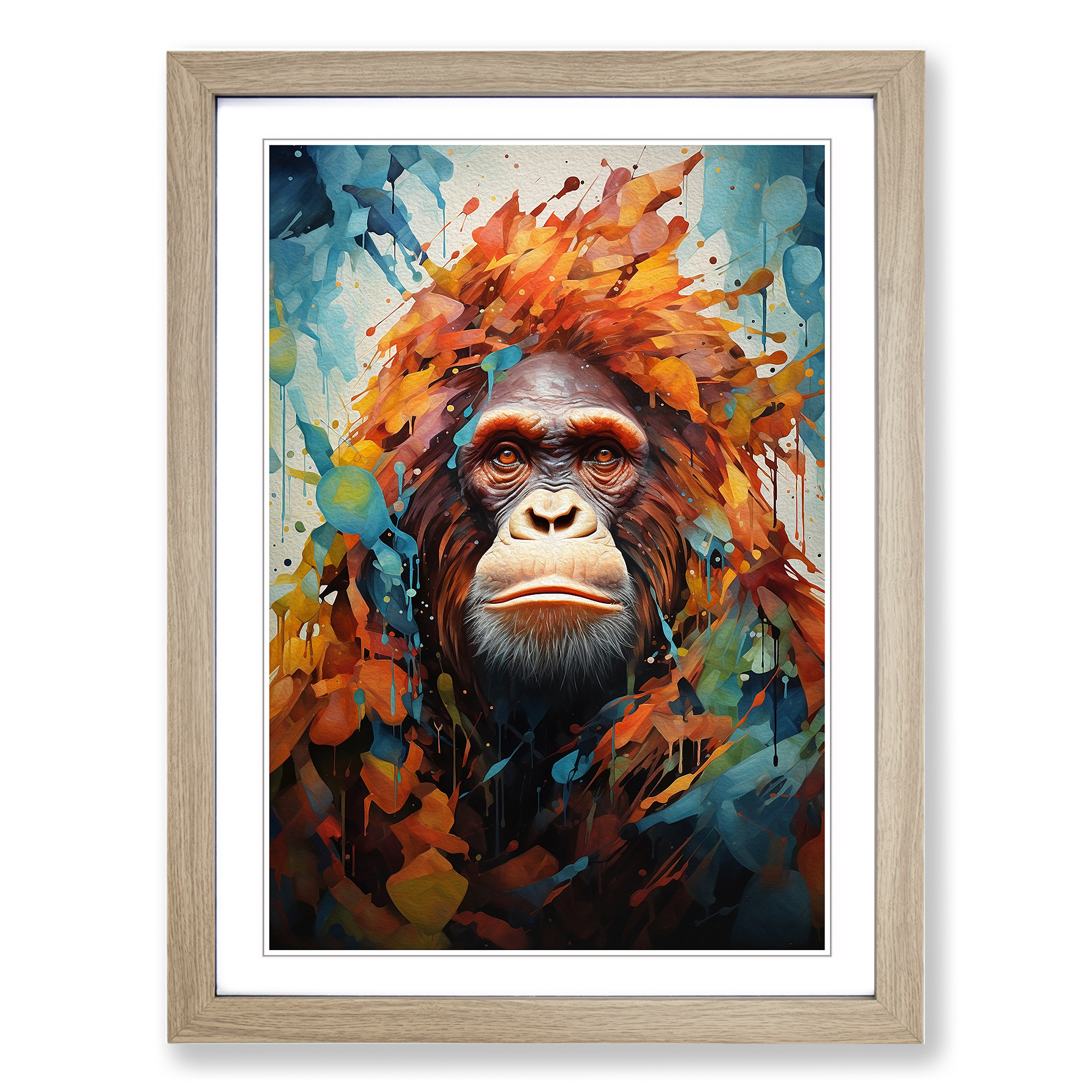 Orangutan Orphism No.2 Framed Canvas Wall Art Print Poster Picture, Home Decor - Picture 6 of 8