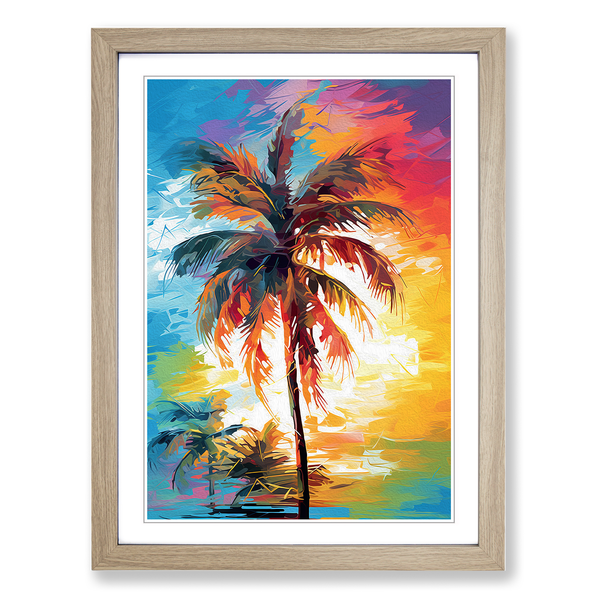 Palm Tree Abstract Wall Art Framed Canvas Print Decor No.2-image