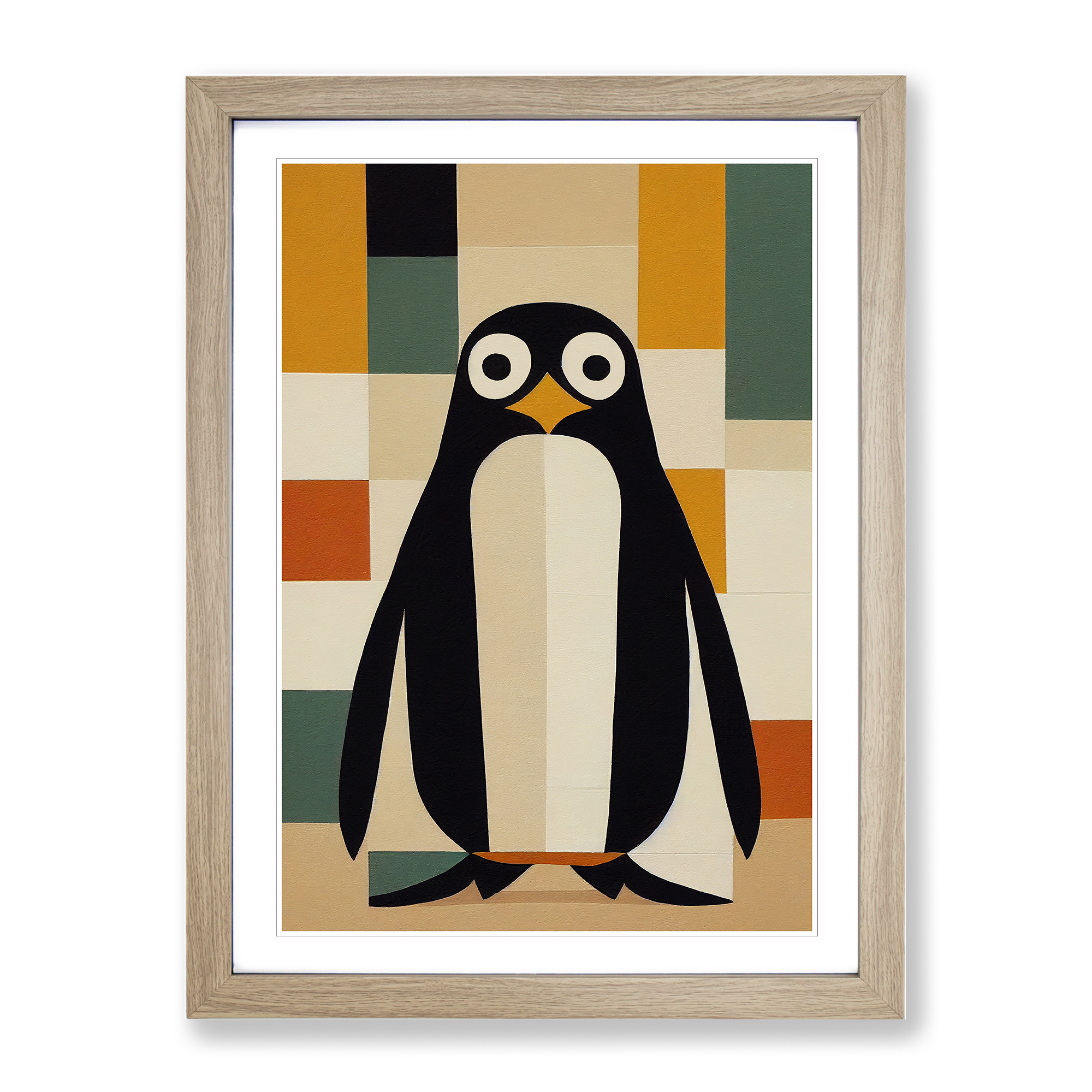 Penguin Patchwork Wall Art Print Framed Canvas Picture Poster Decor ...