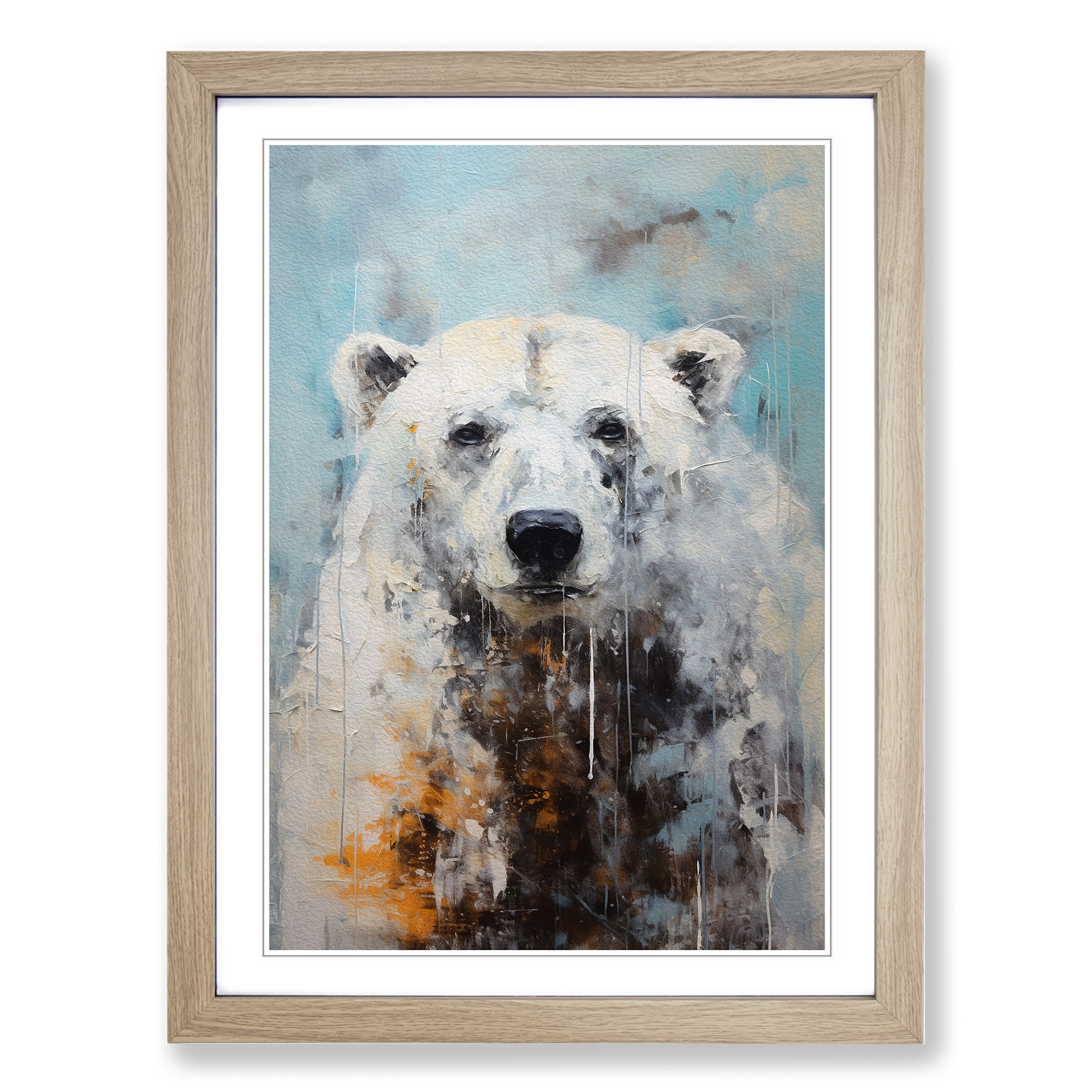 Polar Bear Abstract Framed Canvas Wall Art Print Poster Decor-image