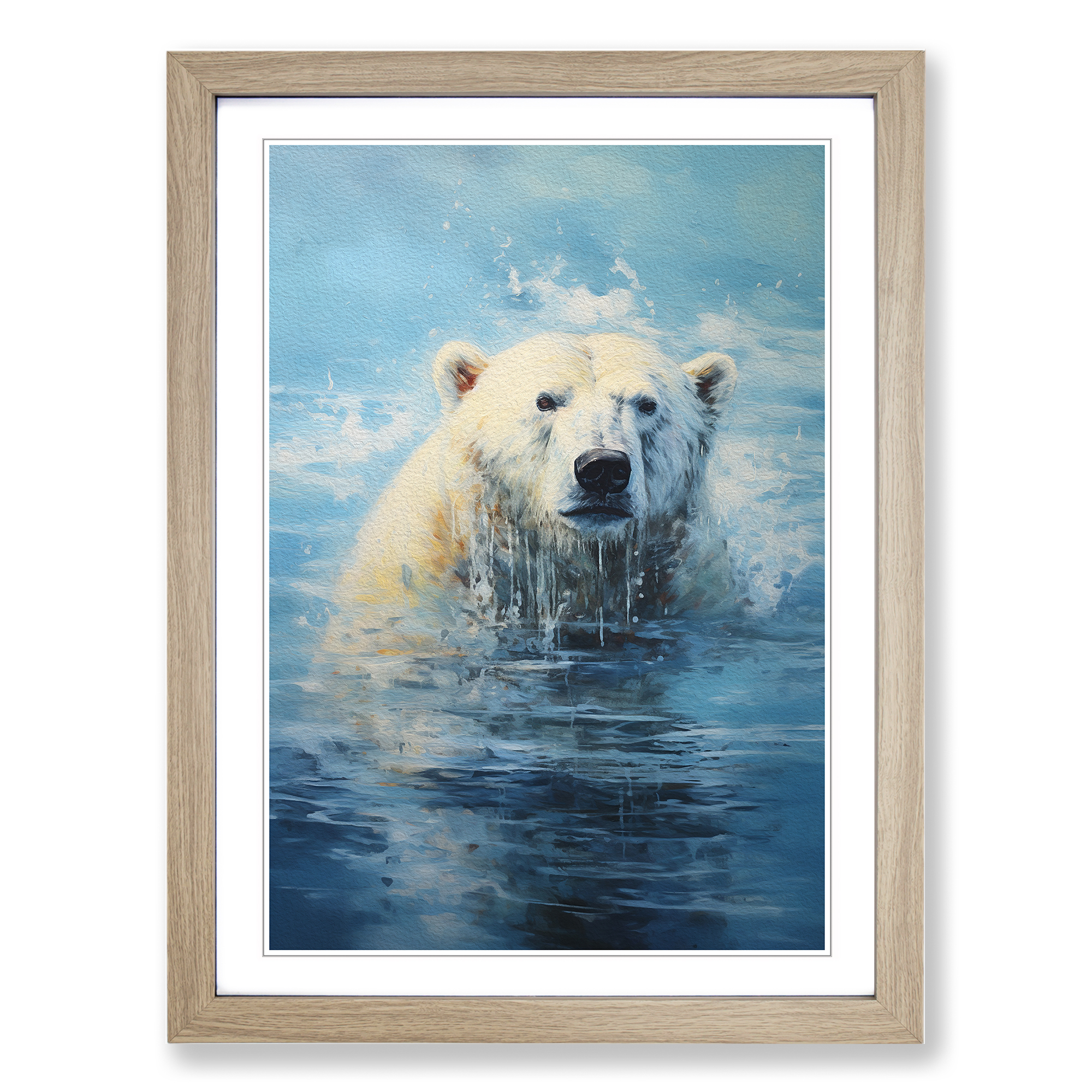 Polar Bear Wall Art Framed Canvas Print Modern Home Decor-image