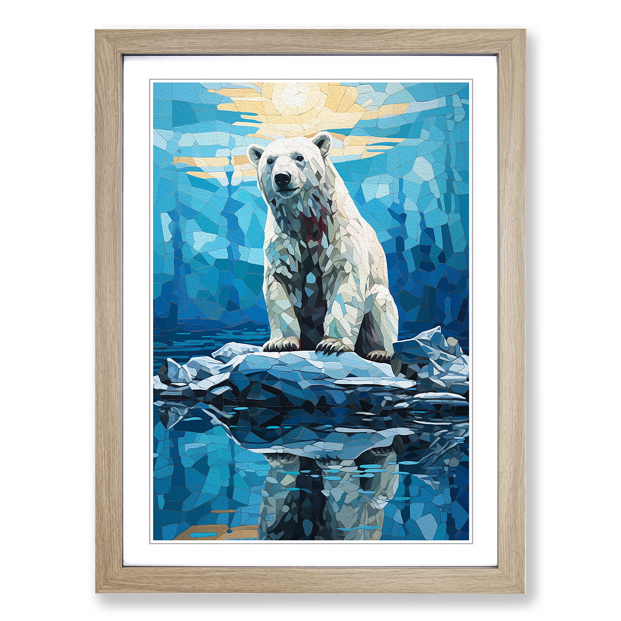 Polar Bear Orphism No.2 Framed Canvas Wall Art Print Poster Picture, Home Decor-image