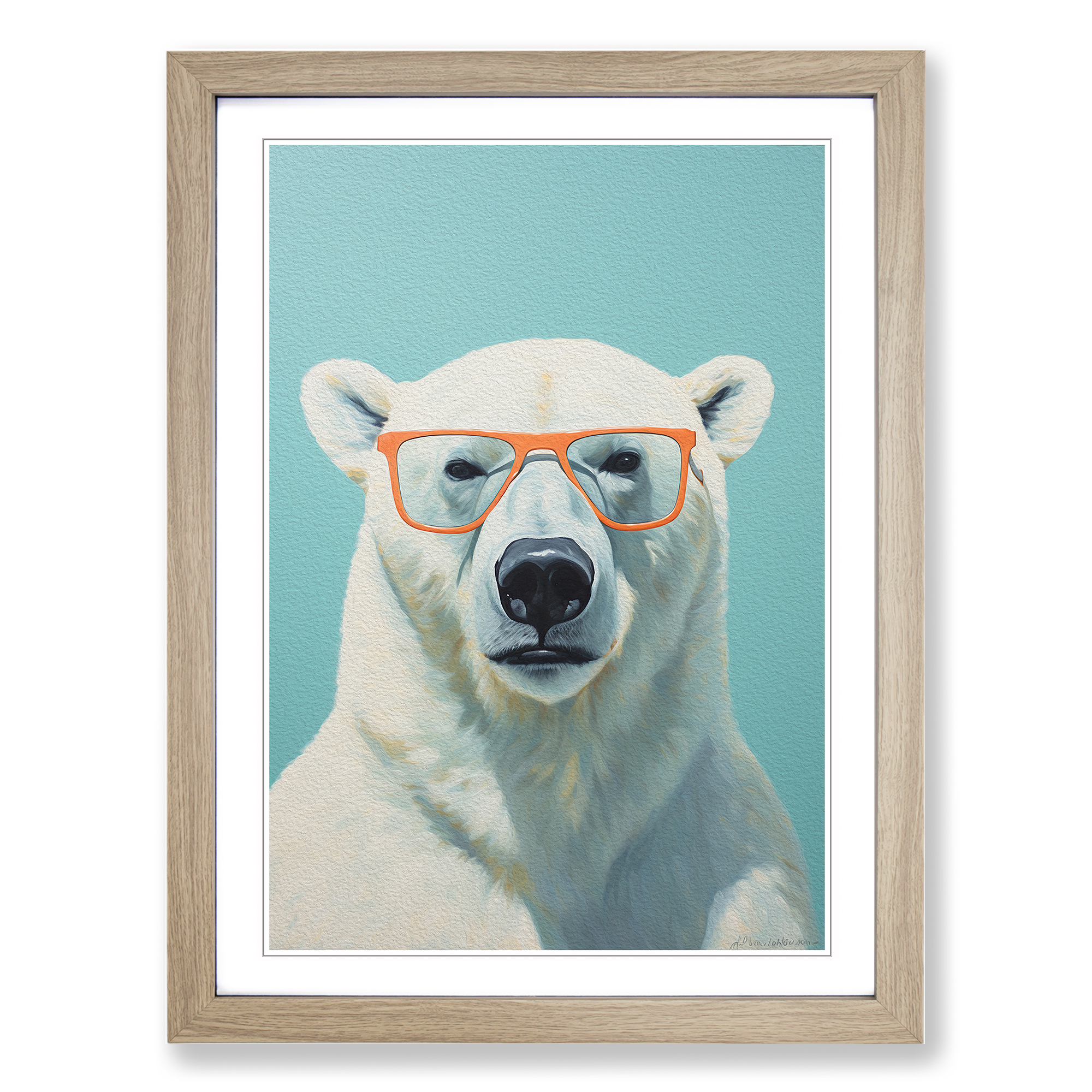 Polar Bear with Glasses Framed Canvas Wall Art Print-image