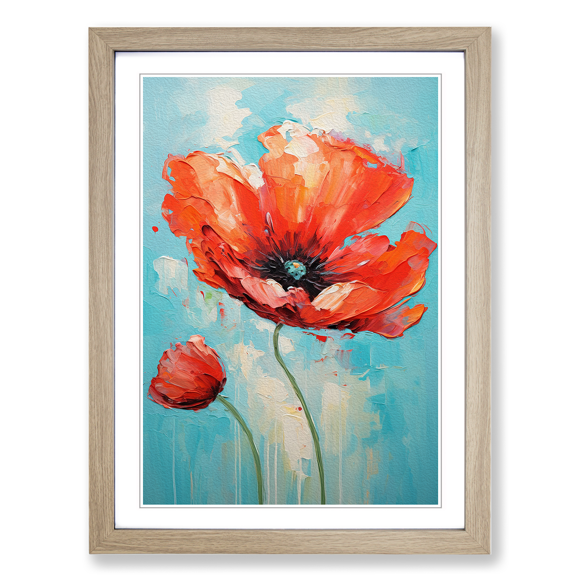 Poppy Flower Expressionism Framed Canvas Wall Art Print Poster Picture - Picture 6 of 8