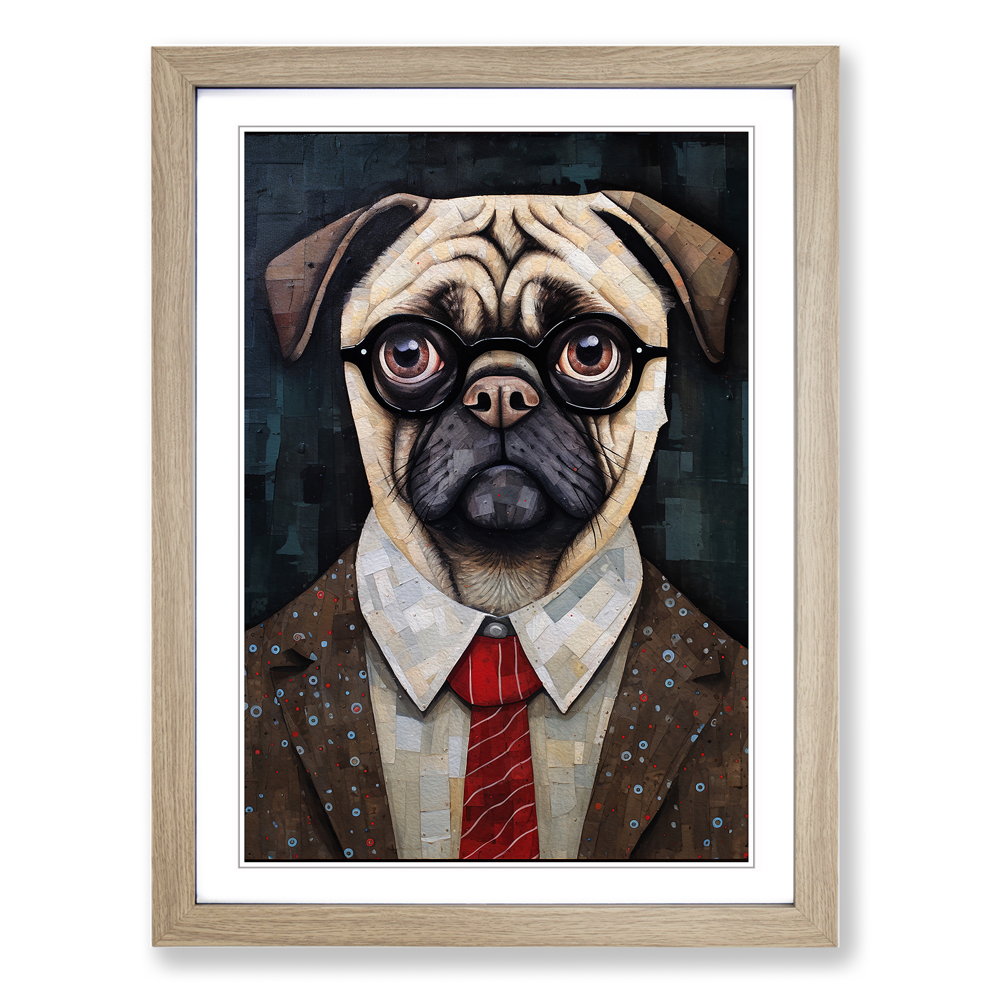 Mops Dadaismus Wandbild Kunstdruck gerahmt Leinwand Bild Poster Deko Wohnzimmer - Bild 6 von 8