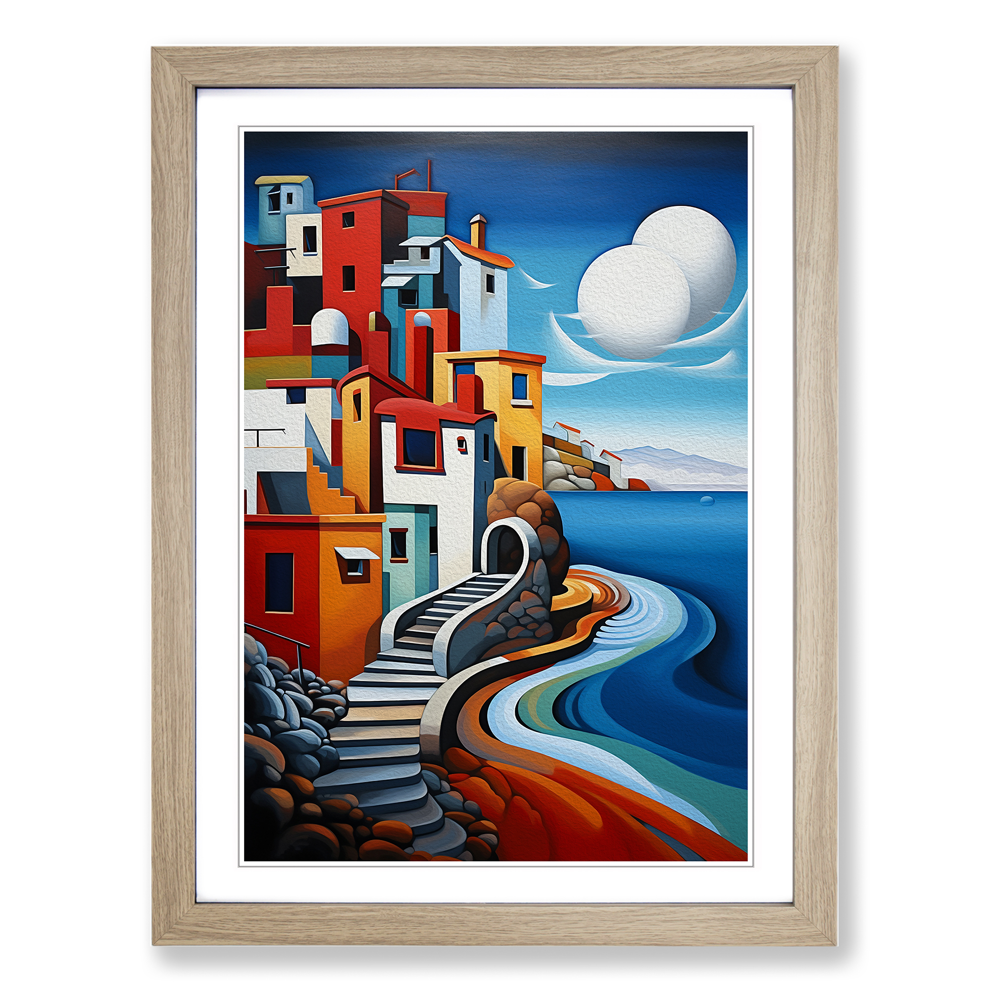 Seascape Constructivism Framed Canvas Wall Art Print Poster Picture, Home Decor - Picture 6 of 8