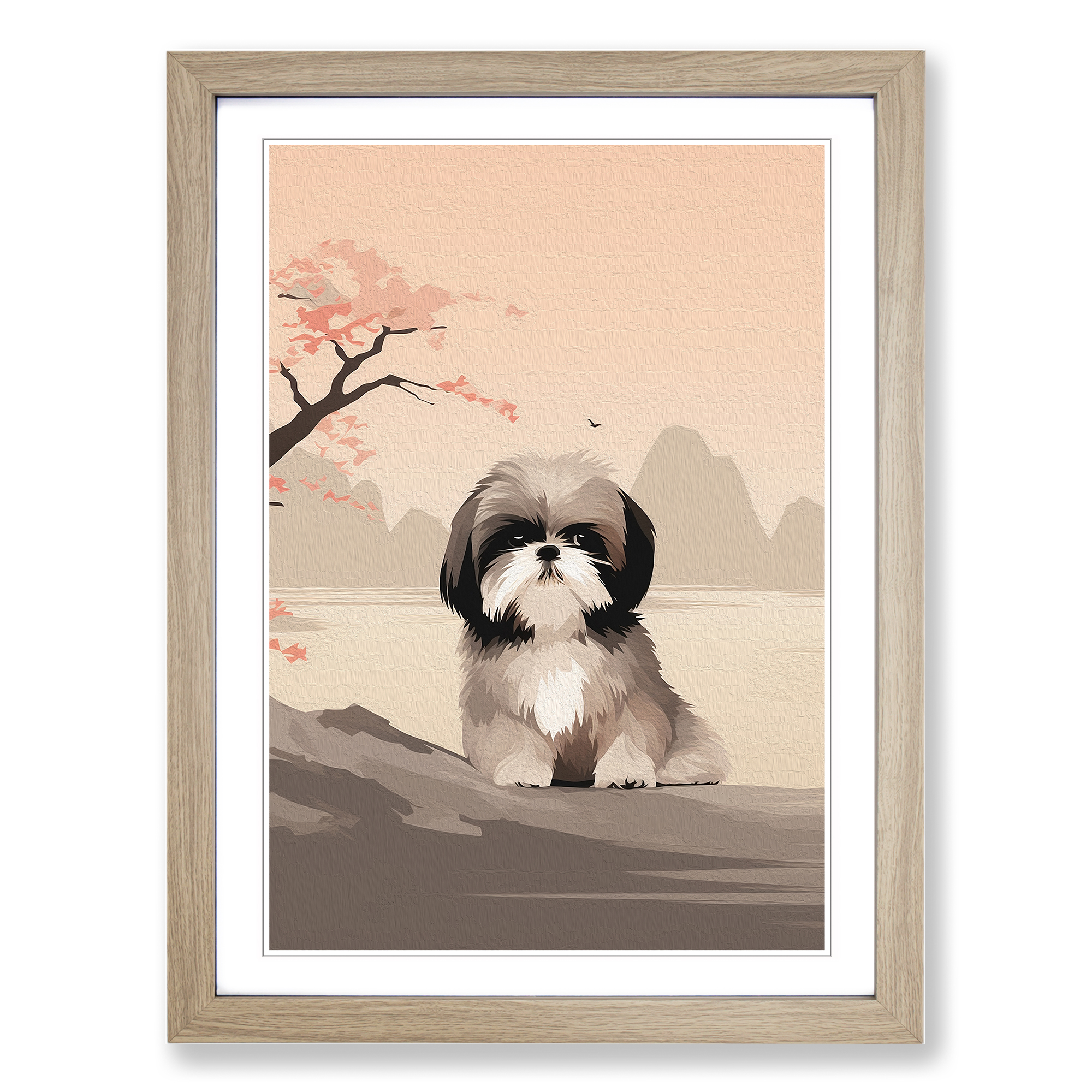 Shih Tzu Minimalismus Gerahmte Leinwand Wandbild Kunstdruck Poster Bild, Wohndeko - Bild 6 von 8