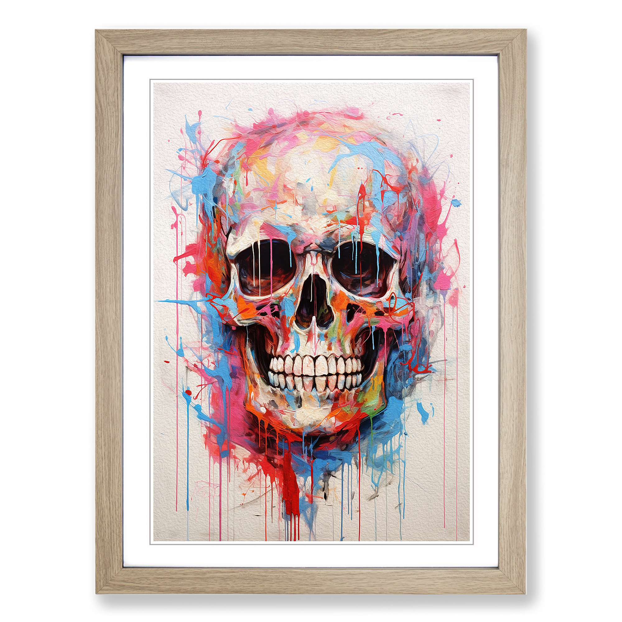 Skull Gestural Framed Canvas Wall Art Print Poster Picture, Home Decor - Picture 6 of 8
