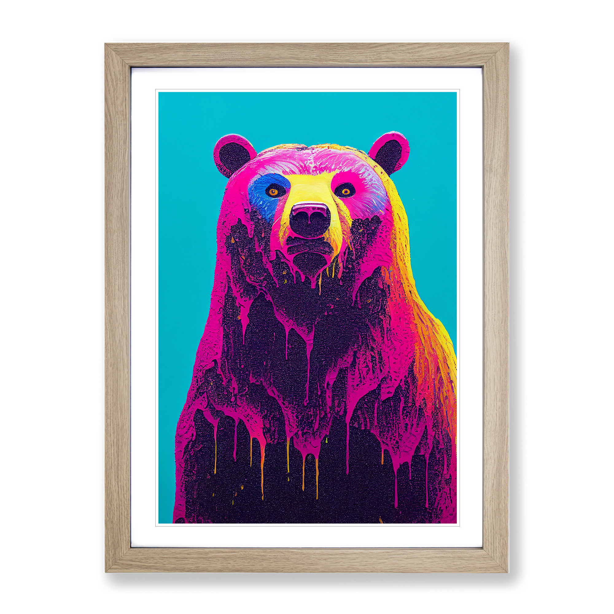 Splashed Bear No.4 Abstract Framed Canvas Wall Art Print Poster Picture - Picture 6 of 8