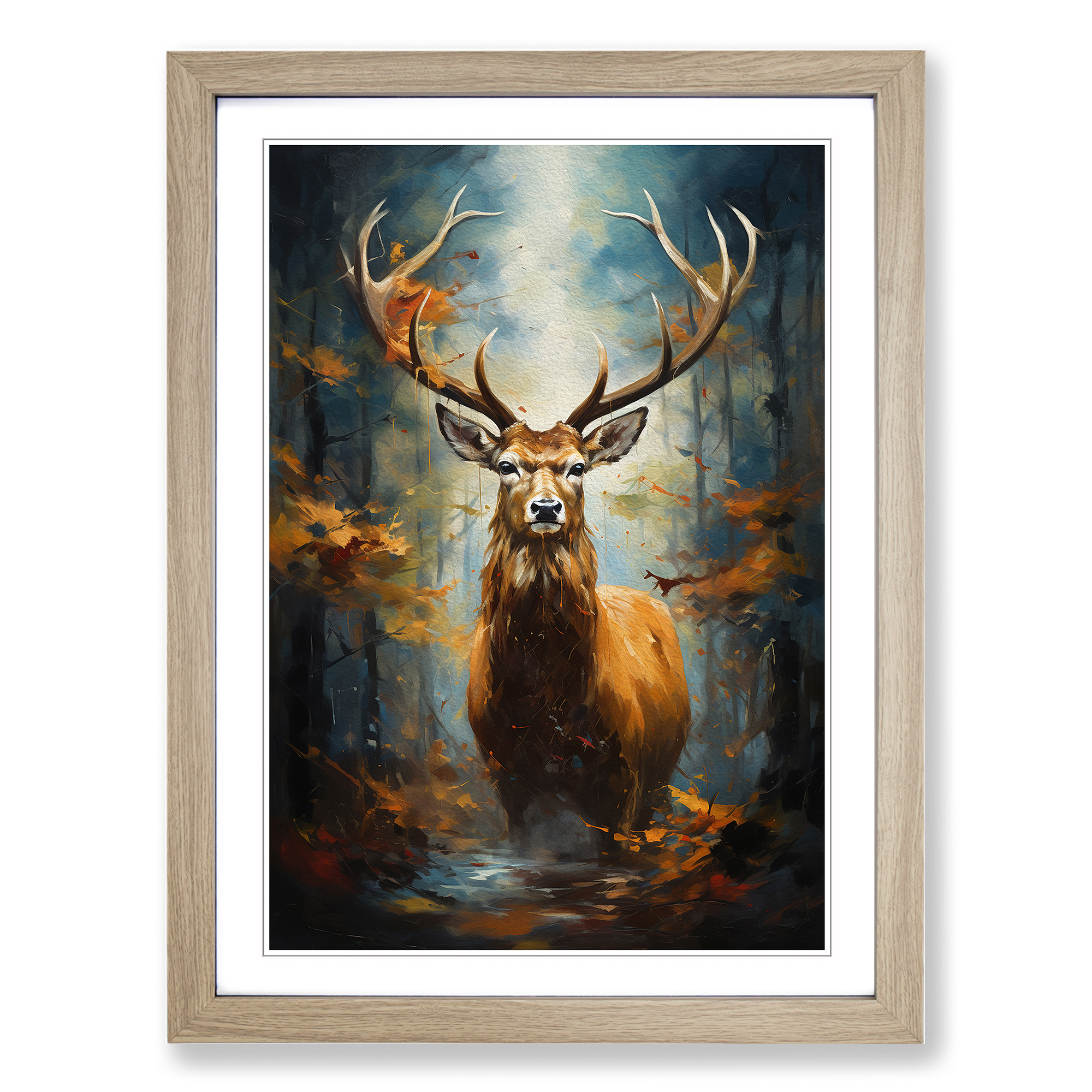 Stag Expressionism No.2 Framed Canvas Wall Art Print Poster Picture, Home Decor - Picture 6 of 8