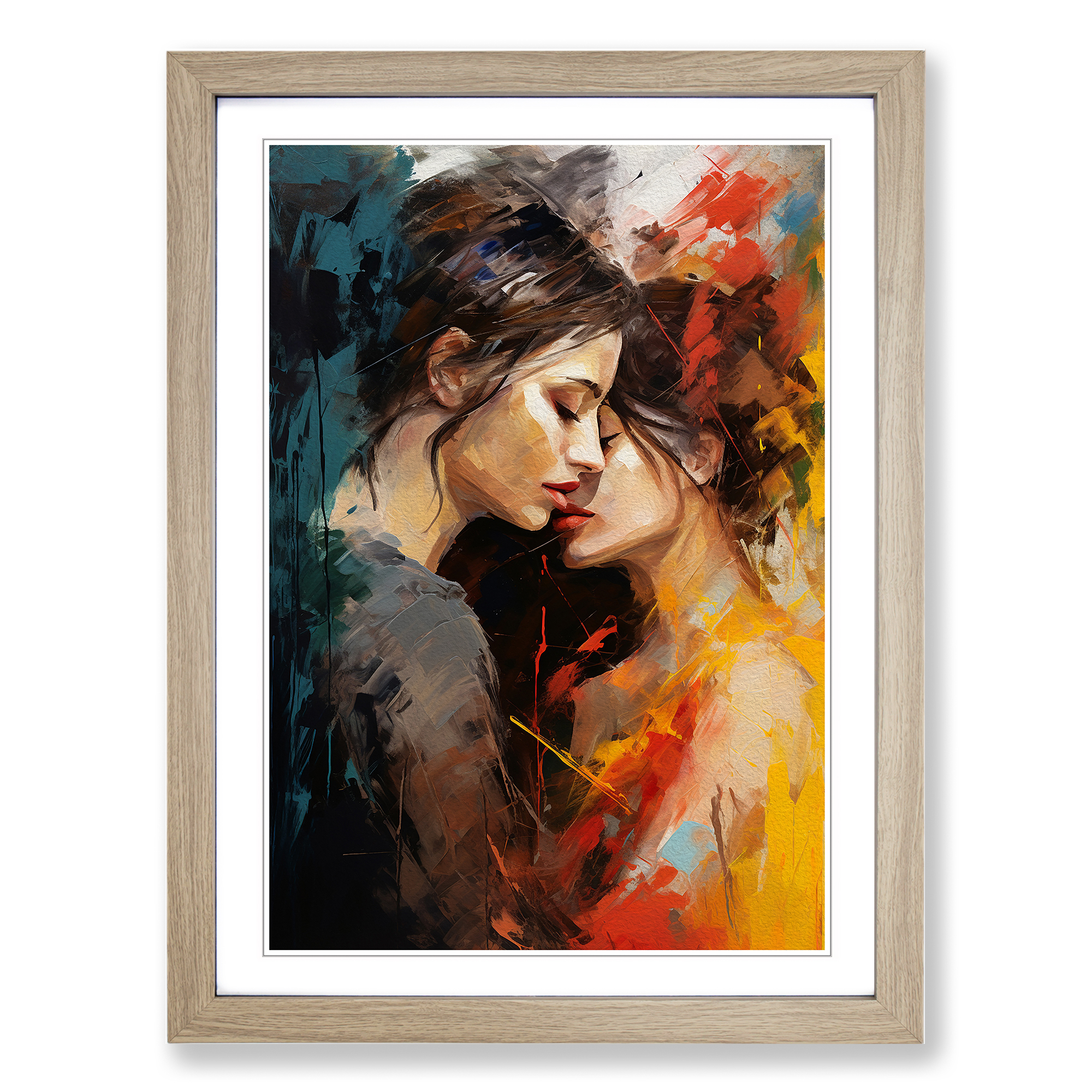 Two Women in Love Gestural No.2 Framed Wall Art Print Home Decor