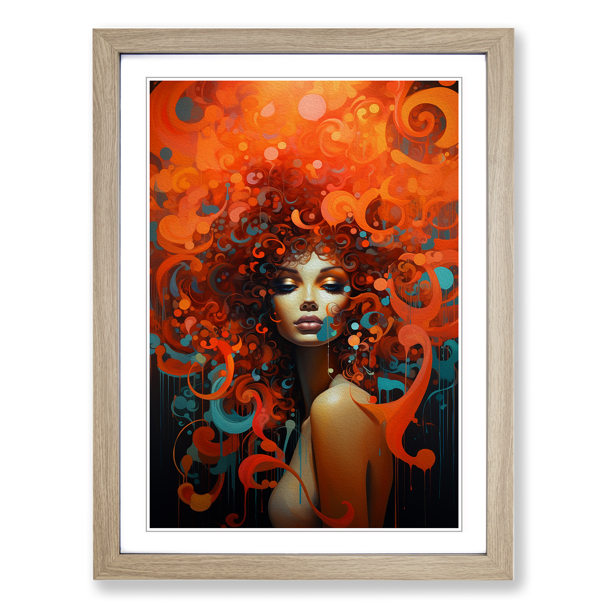 Woman with Curls Abstract Framed Canvas Wall Art Print Poster Picture - Picture 6 of 8