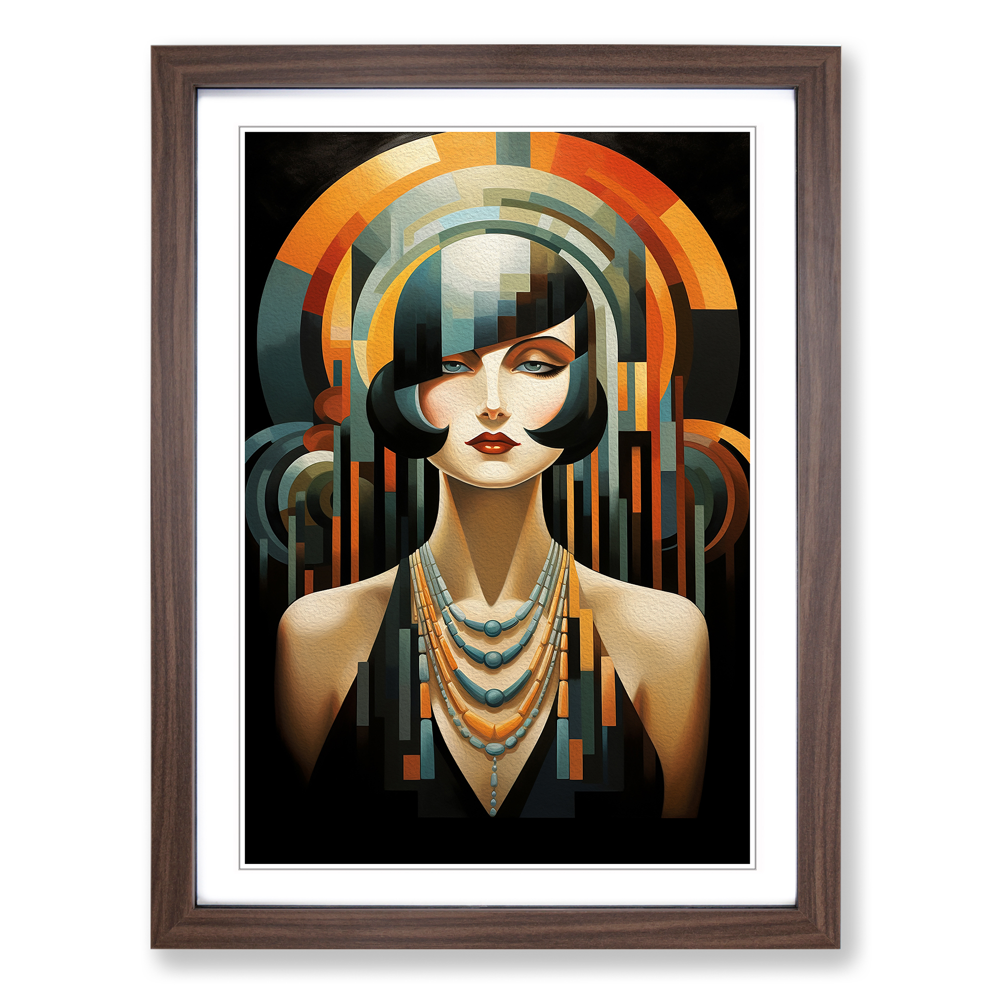 Art Deco Frau Informel Wandbild Kunstdruck gerahmt Leinwand Bild Poster Deko - Bild 7 von 8