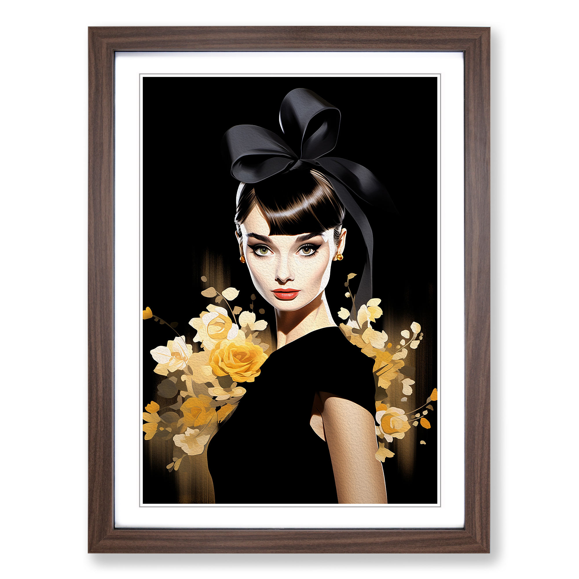 Audrey Hepburn Art Deco gerahmte Leinwand Wandbild Kunstdruck Poster Bild, Wohndeko - Bild 7 von 8