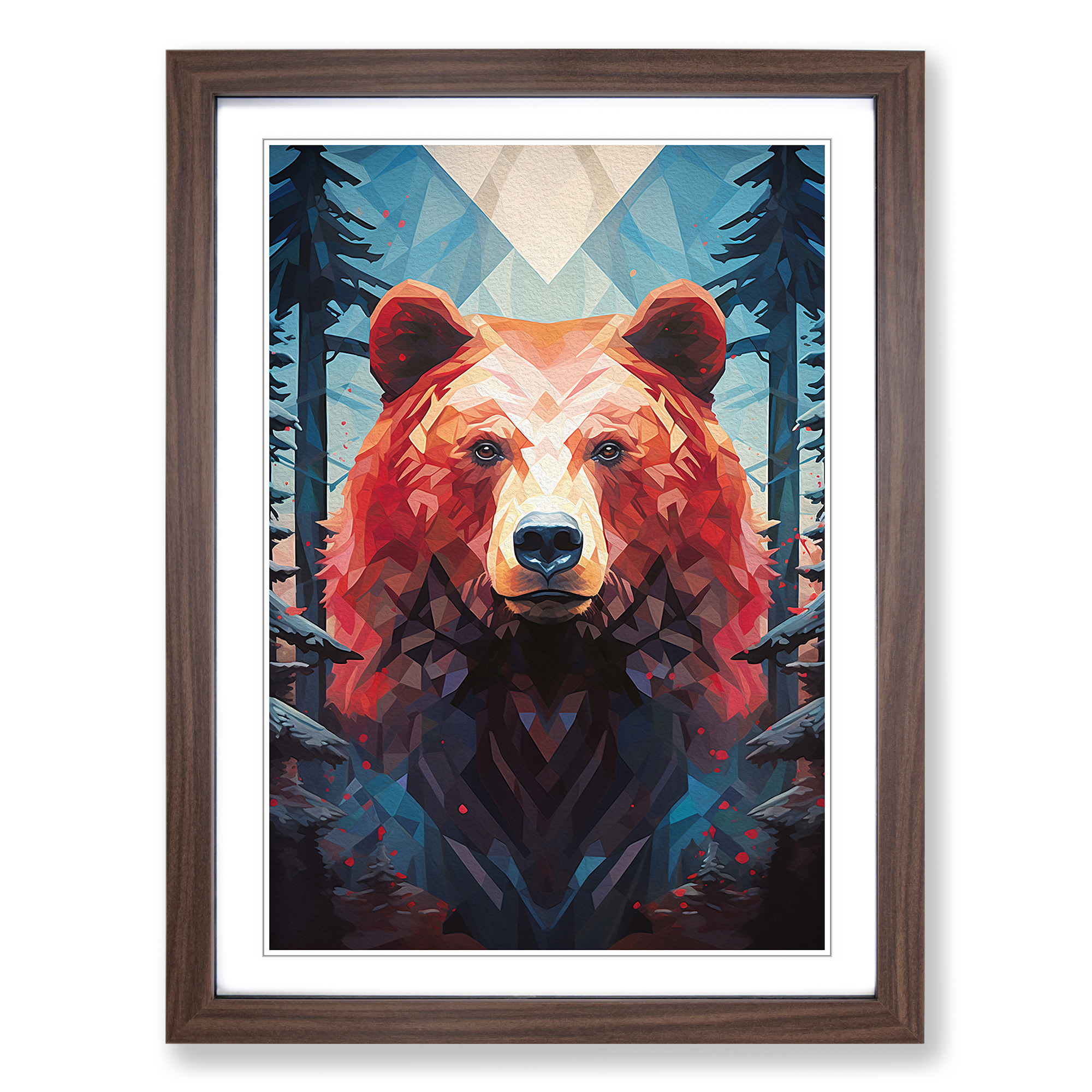 Bear Geometric No.2 Framed Canvas Wall Art Print Poster Picture, Home Decor - Picture 7 of 8