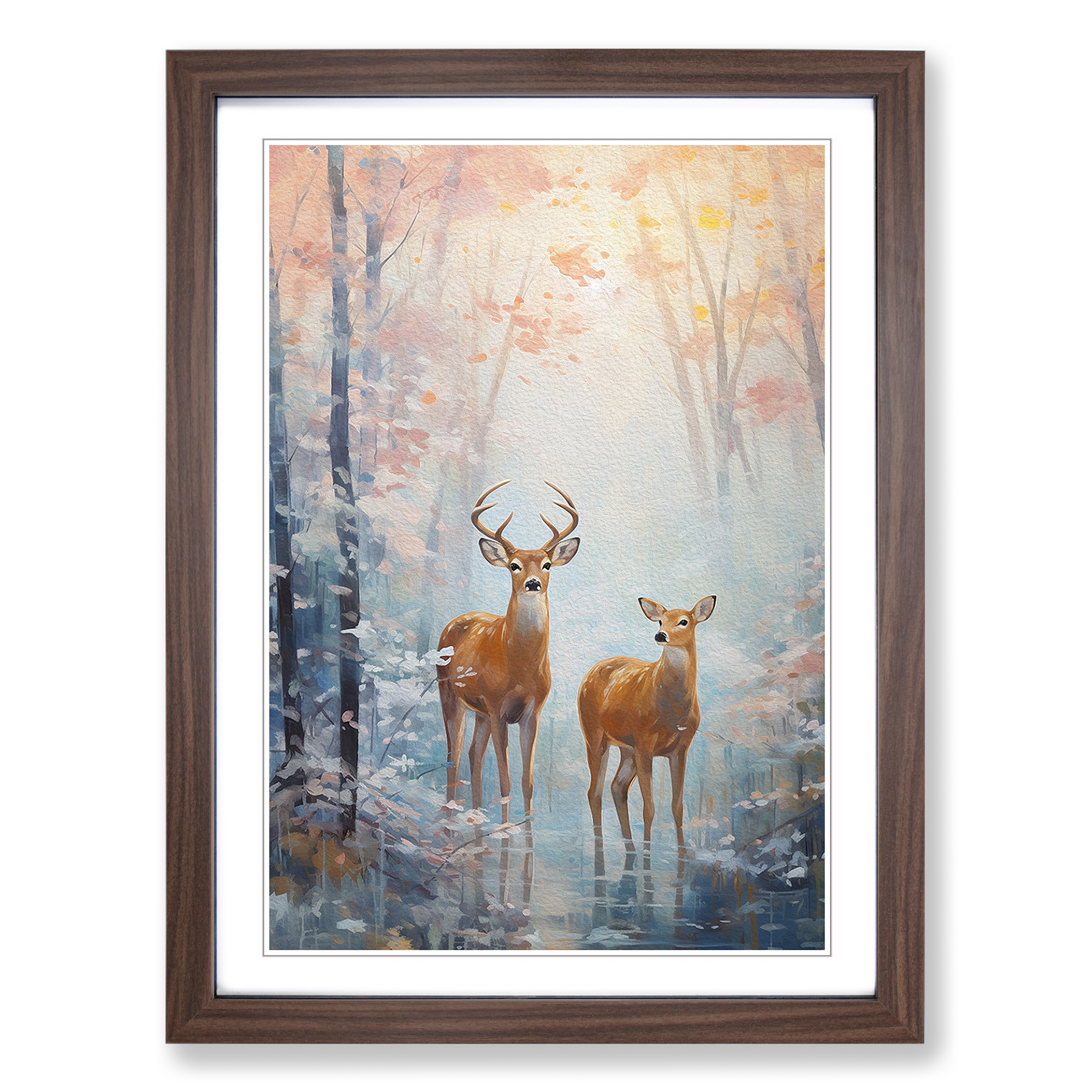 Deer Impressionism No.2 Framed Canvas Wall Art Print Poster Picture, Home Decor - Picture 7 of 8