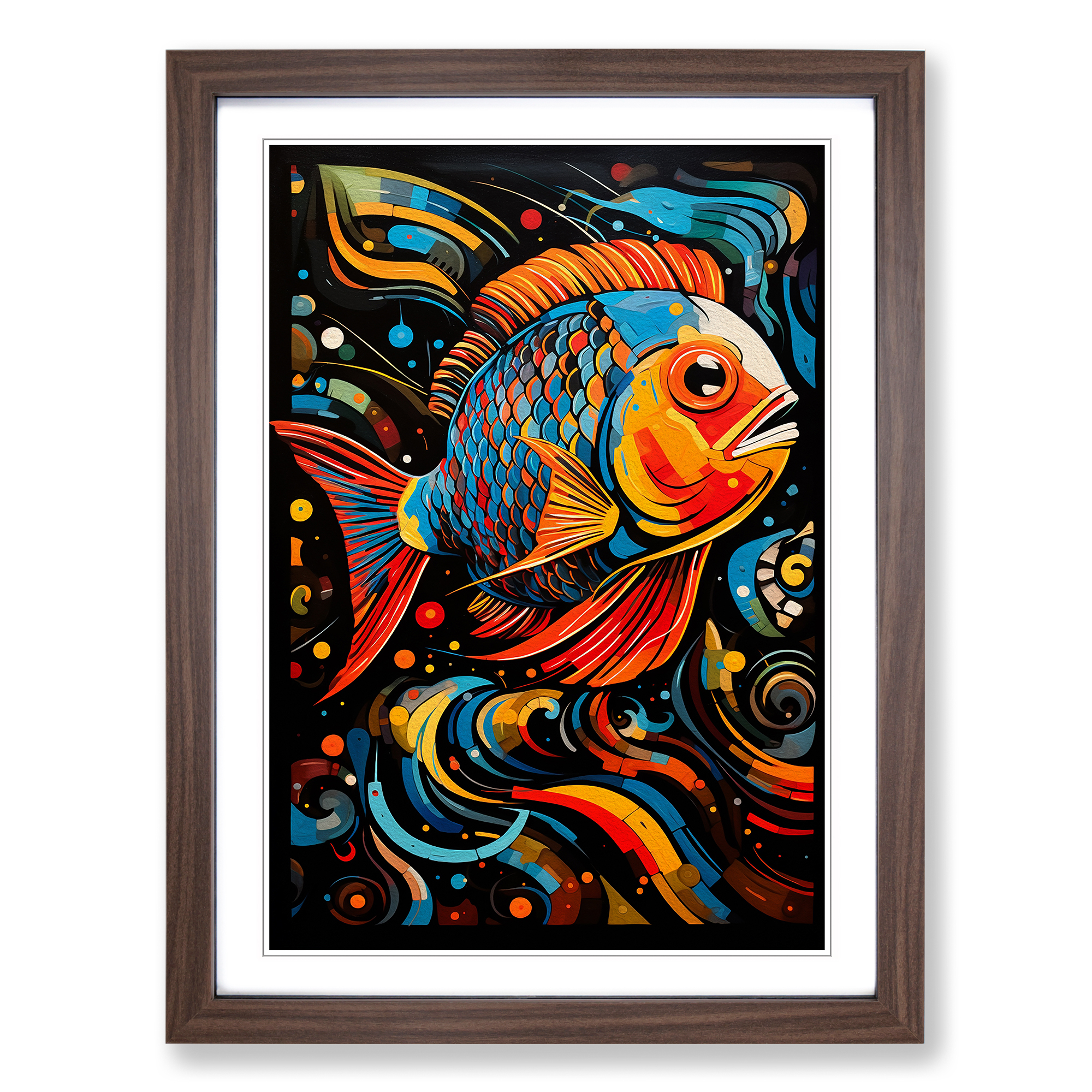 Fisch Abstrakt Gerahmt Leinwand Wandbild Kunstdruck Poster Bild, Wohndeko - Bild 7 von 8