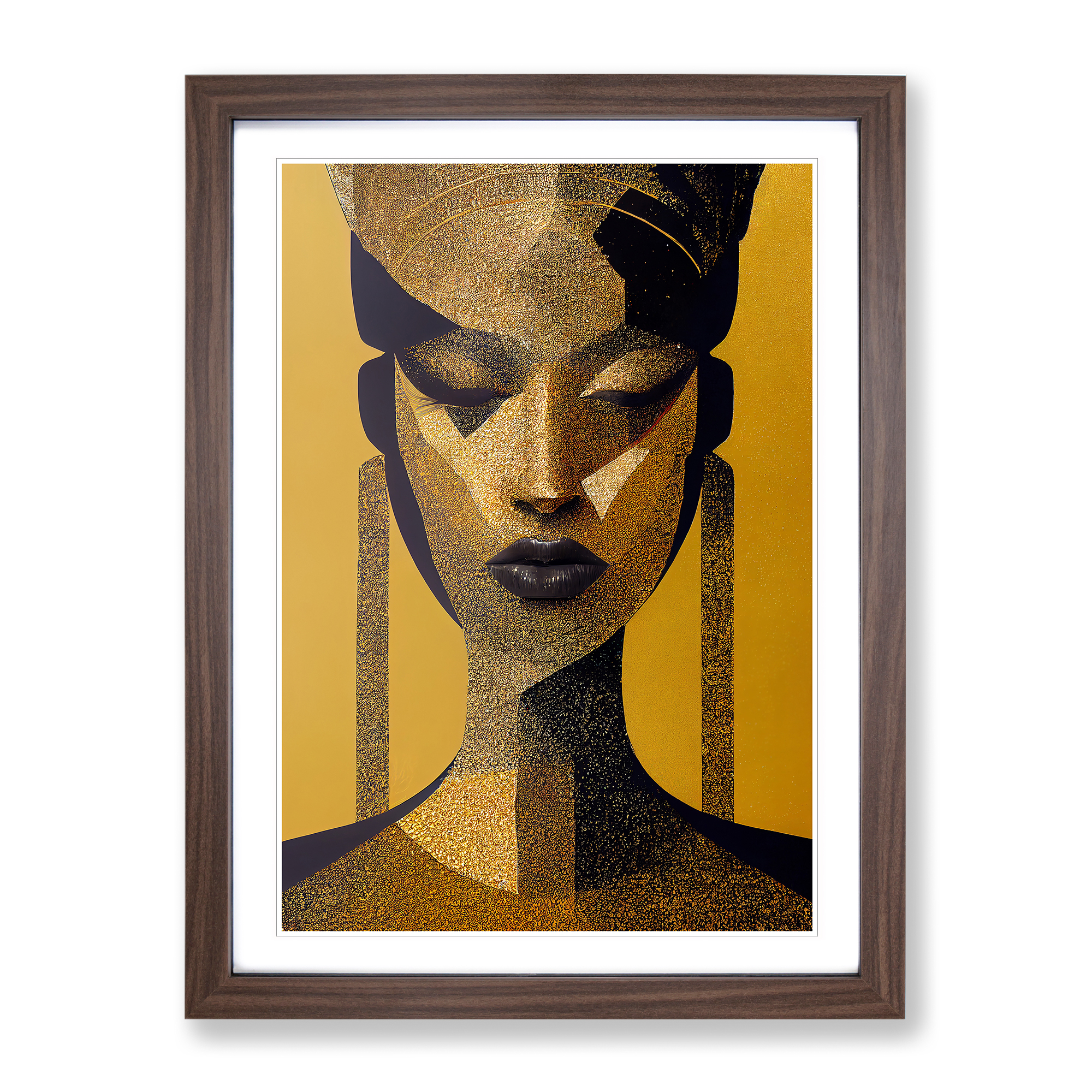 Goldene abstrakte Frau Wandbild Kunstdruck gerahmte Leinwand Bild Poster Deko - Bild 7 von 8