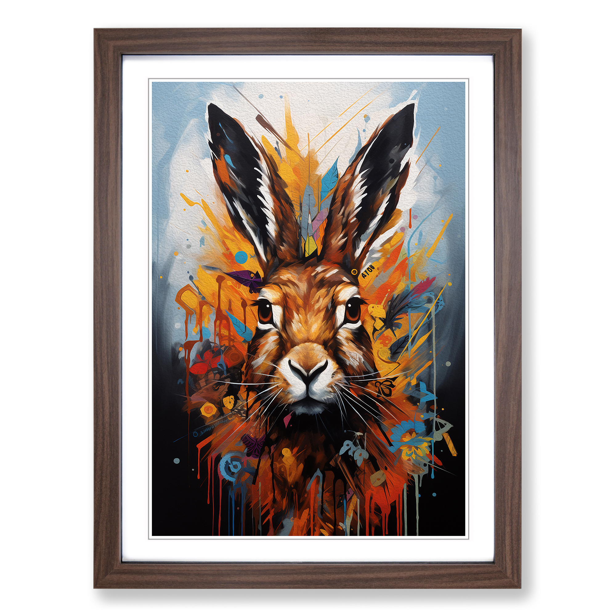 Liebre borde duro enmarcado lienzo arte de pared impresión póster imagen, decoración del hogar - Imagen 7 de 8