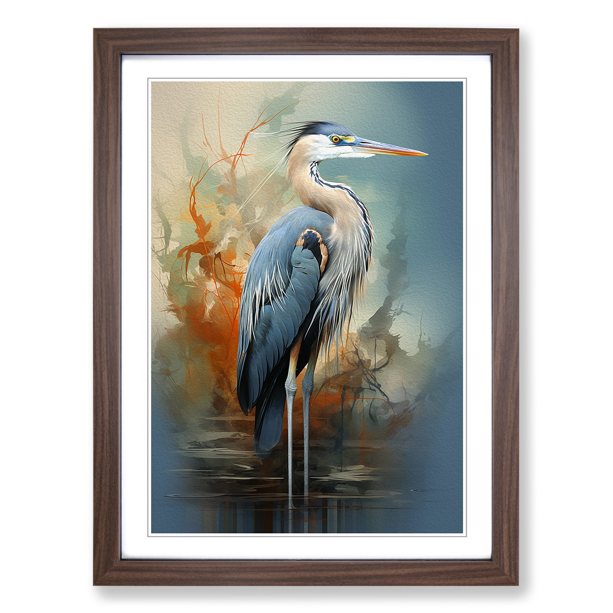 Heron Futurism Wall Art Print Framed Canvas Picture Poster Decor Living 