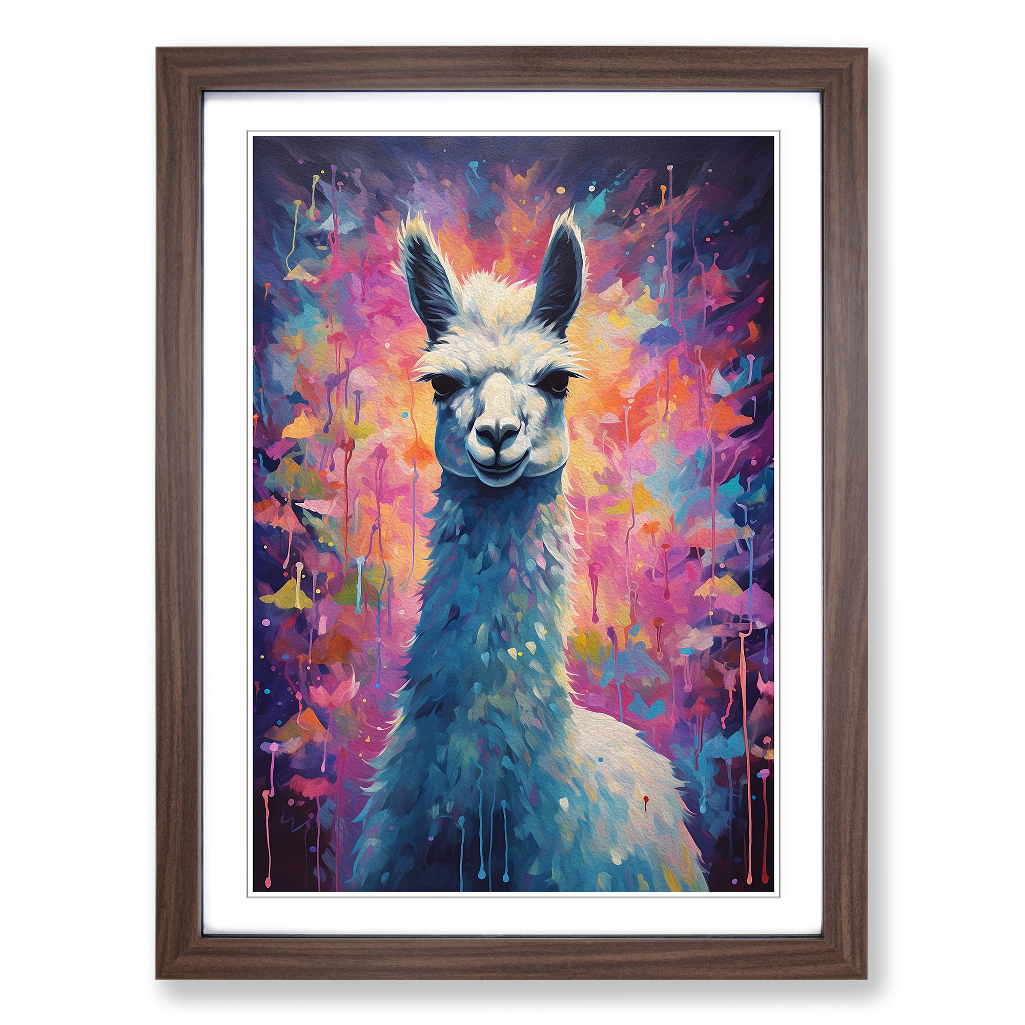 Llama Impressionism Framed Canvas Wall Art Print Poster Picture, Home Decor - Picture 7 of 8