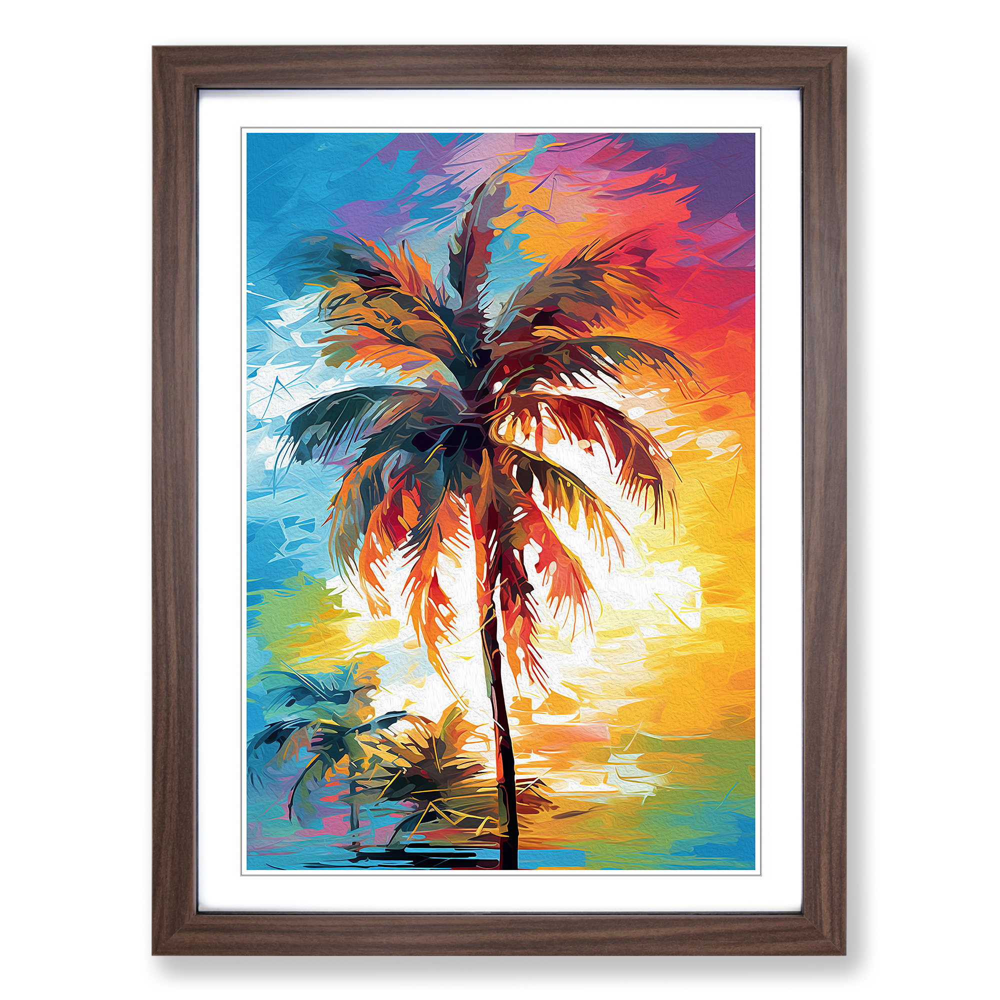 Palm Tree Abstract Wall Art Framed Canvas Print Decor No.2-image
