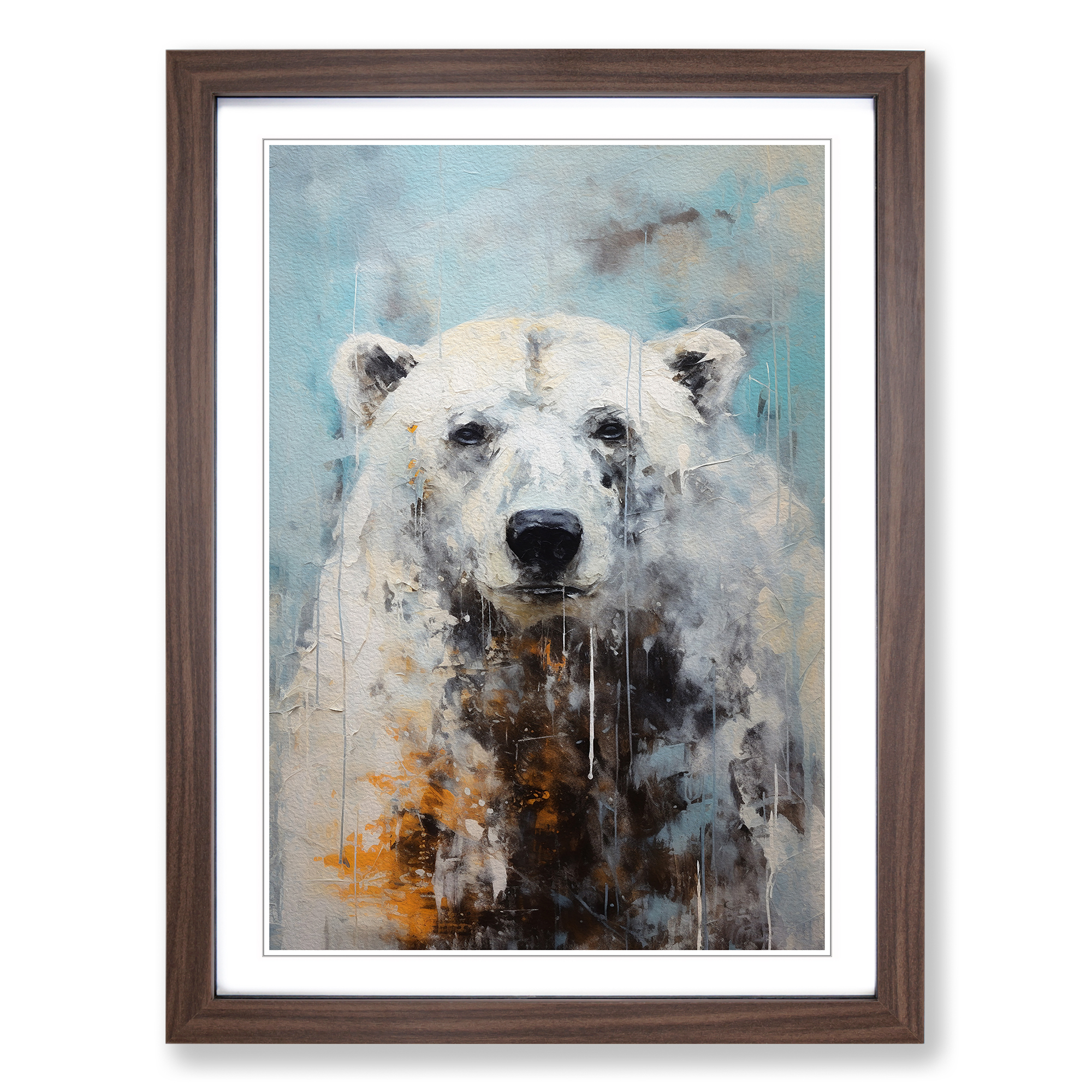 Polar Bear Abstract Framed Canvas Wall Art Print Poster Decor-image