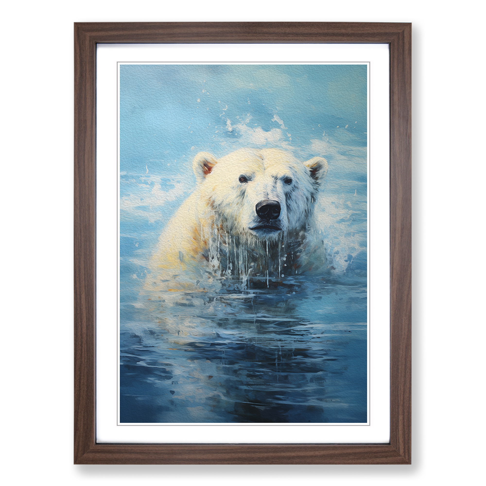 Polar Bear Wall Art Framed Canvas Print Modern Home Decor-image