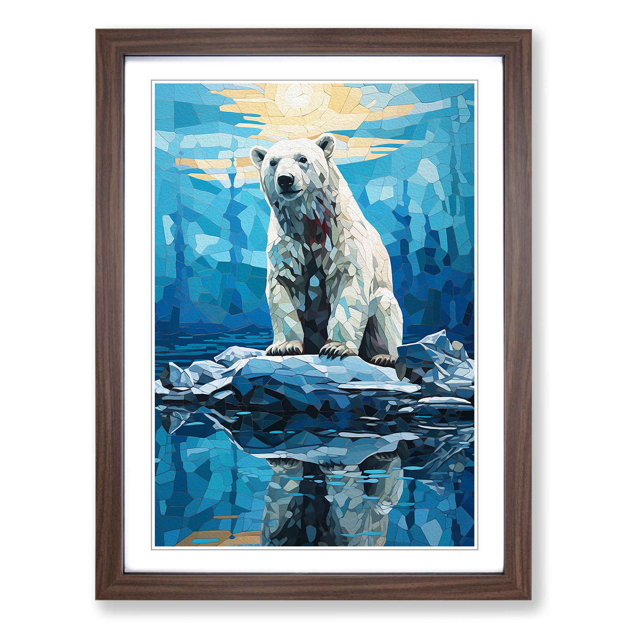 Polar Bear Orphism No.2 Framed Canvas Wall Art Print Poster Picture, Home Decor-image