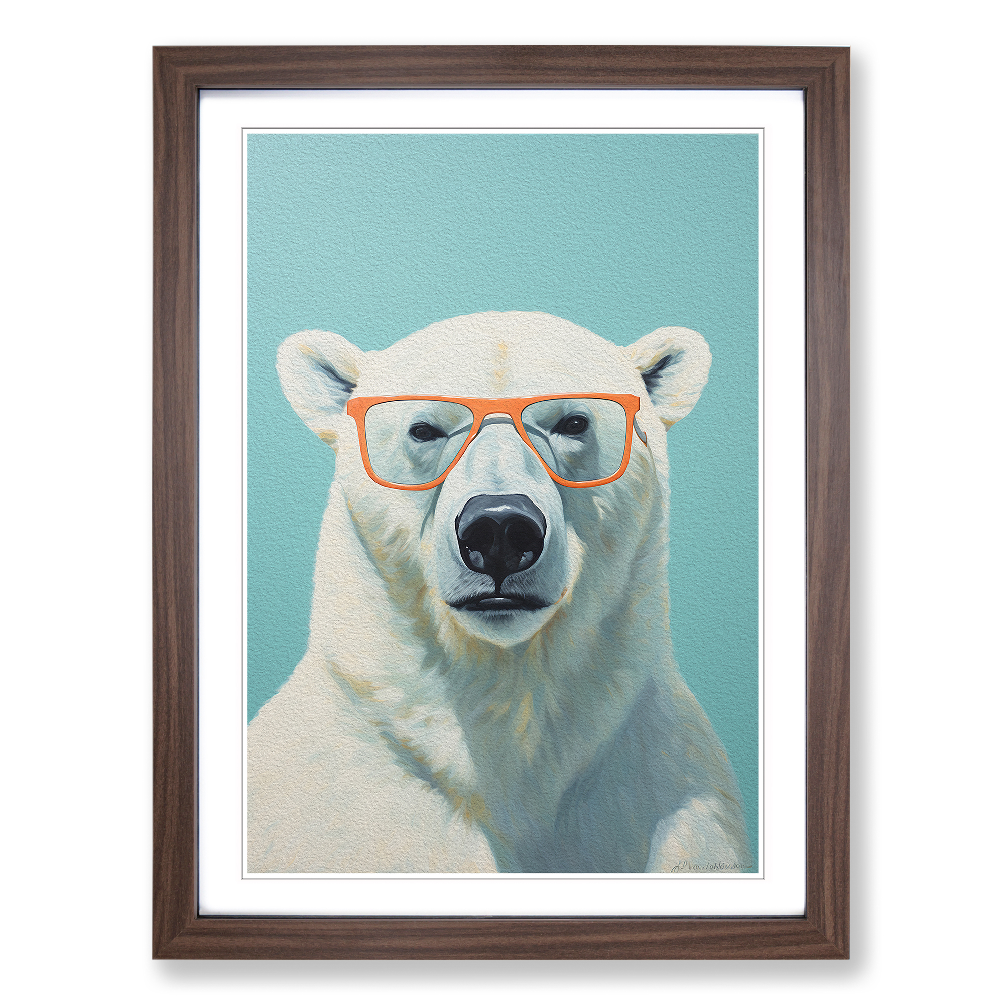 Polar Bear with Glasses Framed Canvas Wall Art Print-image