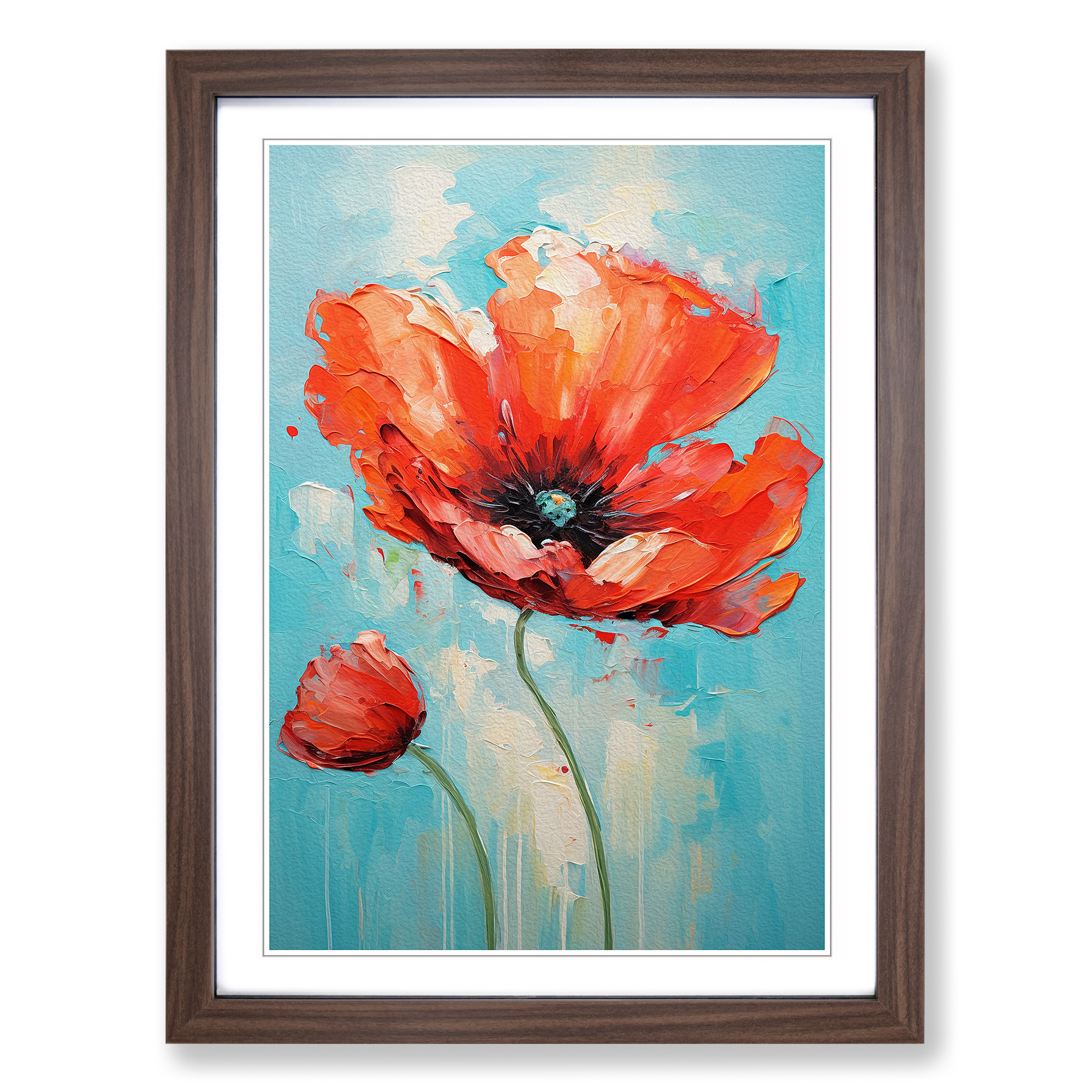 Poppy Flower Expressionism Framed Canvas Wall Art Print Poster Picture - Picture 7 of 8