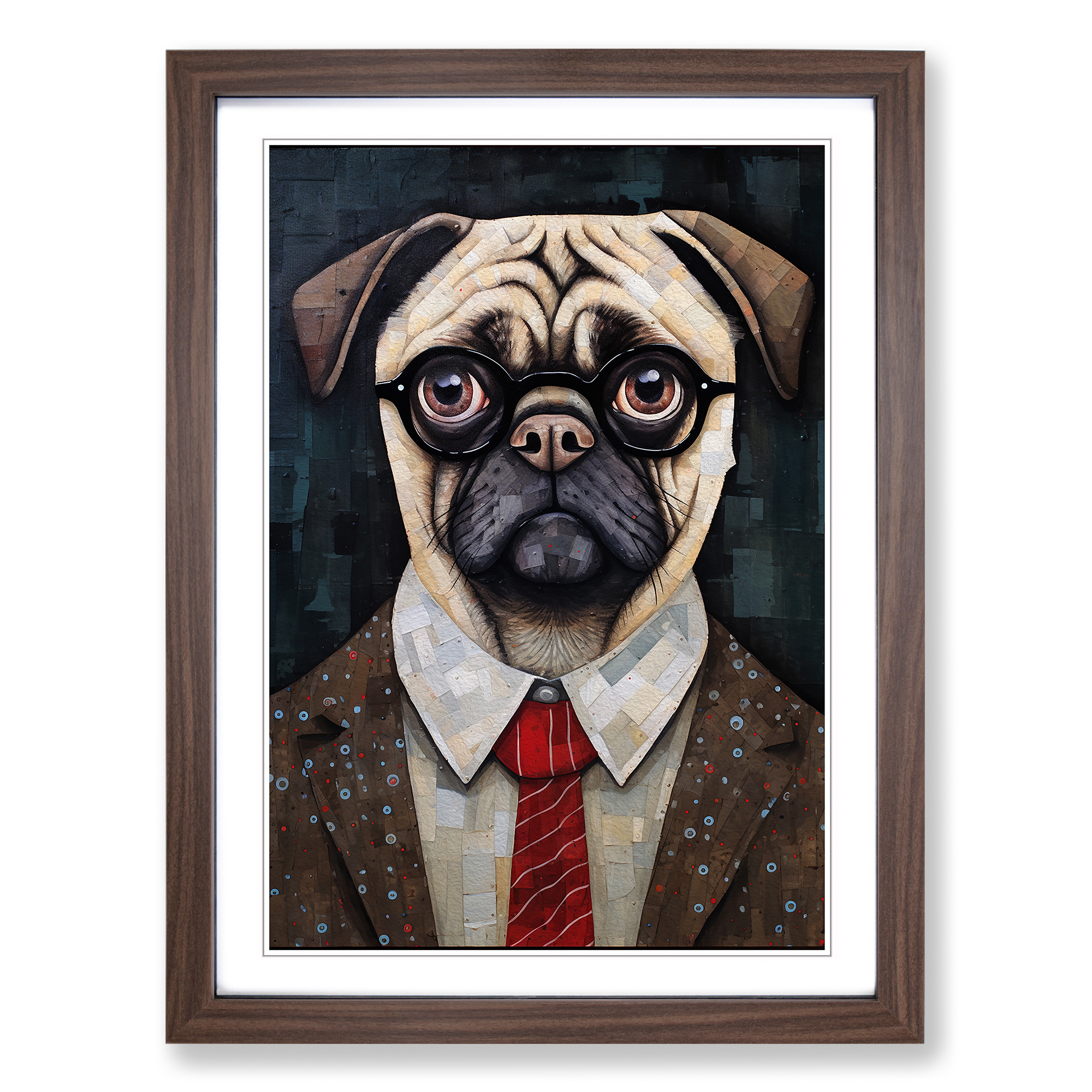 Mops Dadaismus Wandbild Kunstdruck gerahmt Leinwand Bild Poster Deko Wohnzimmer - Bild 7 von 8