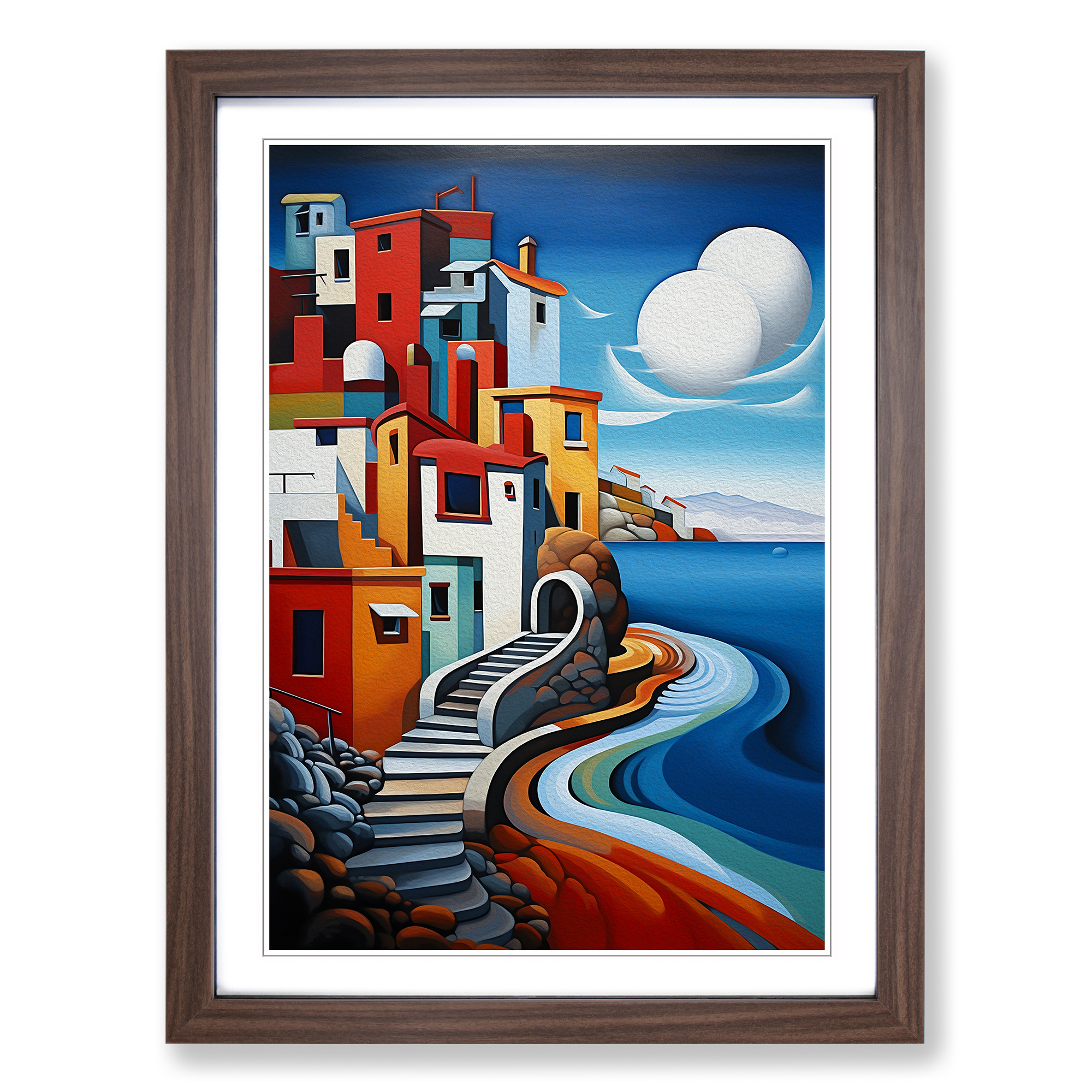 Seascape Constructivism Framed Canvas Wall Art Print Poster Picture, Home Decor - Picture 7 of 8