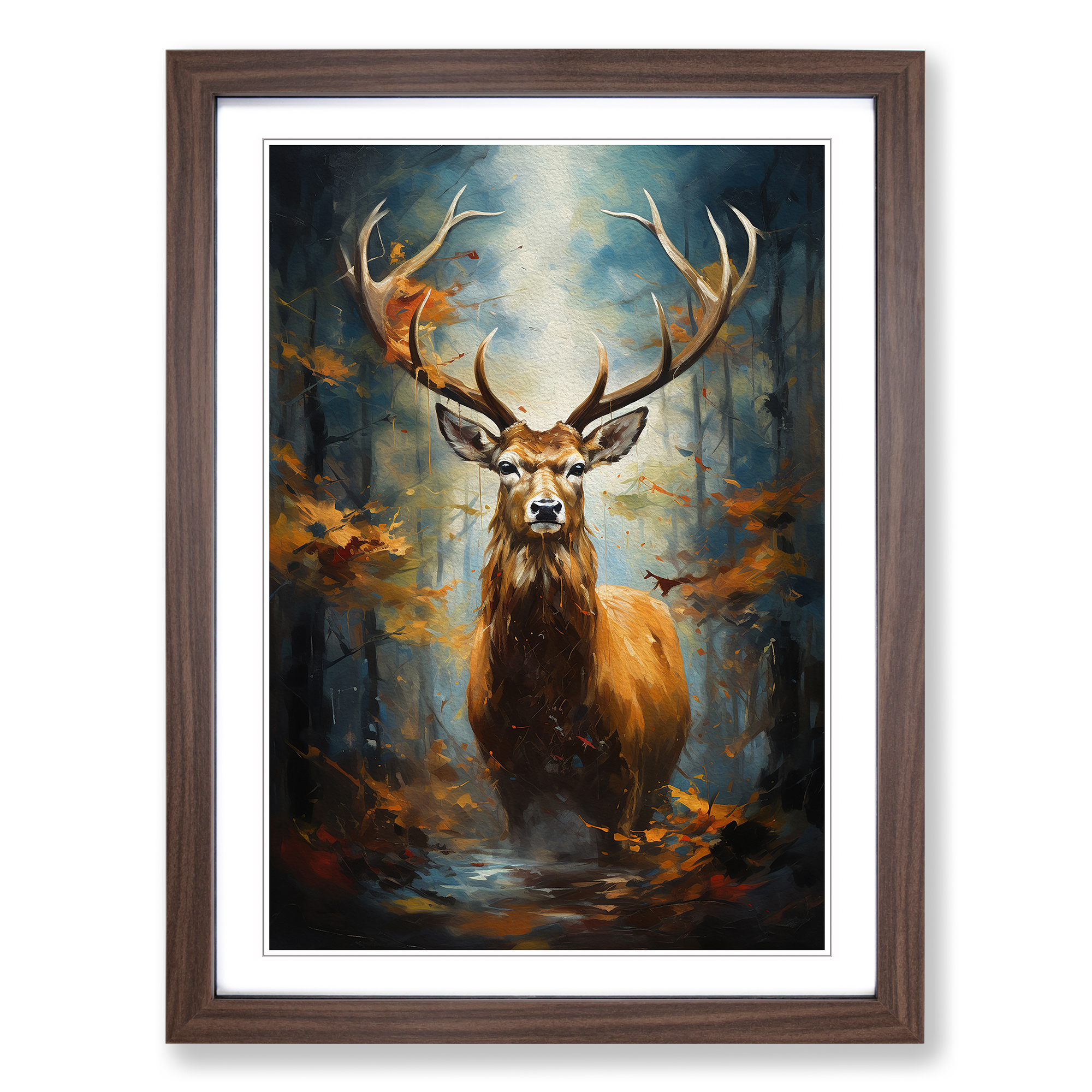 Stag Expressionism No.2 Framed Canvas Wall Art Print Poster Picture, Home Decor - Picture 7 of 8
