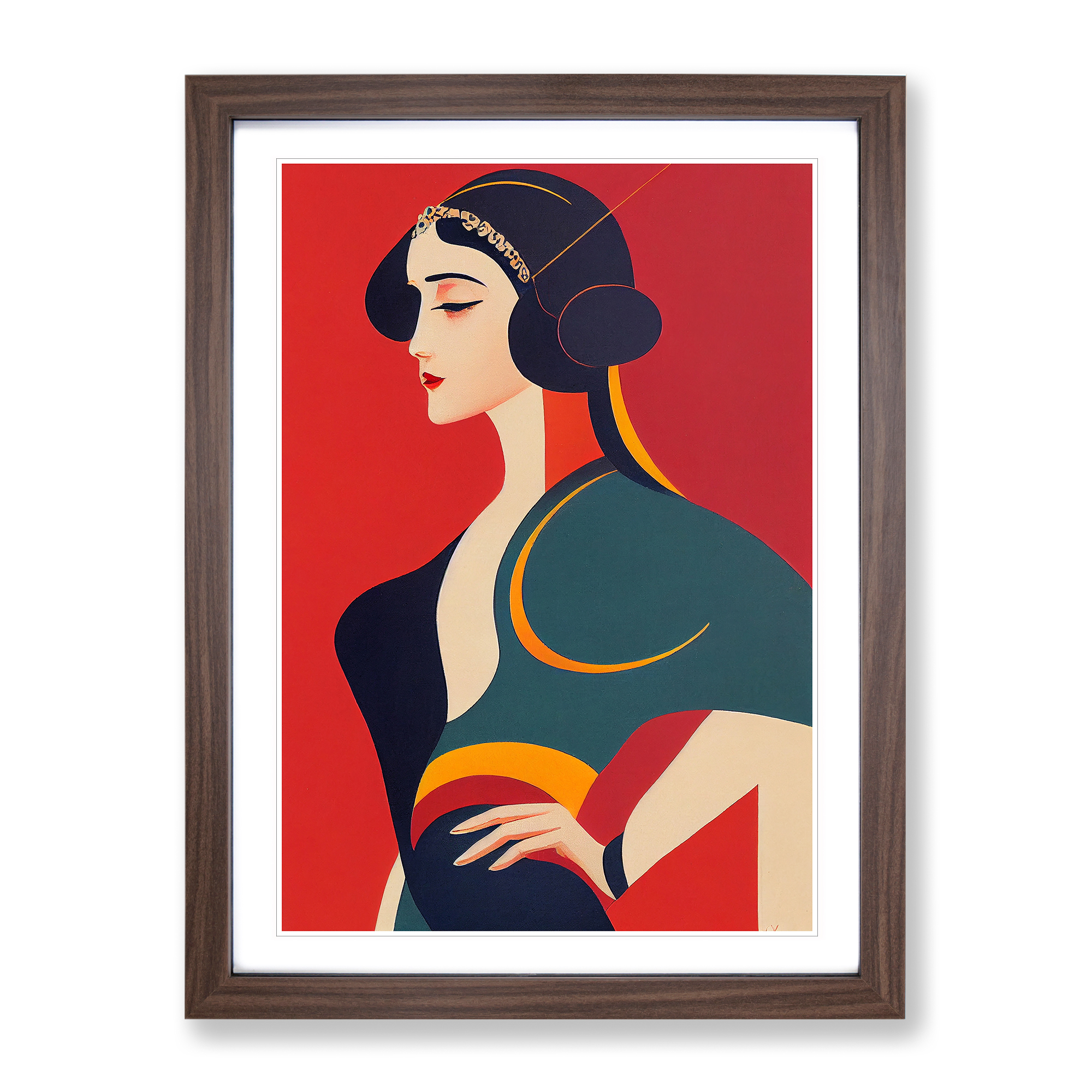 Woman Art Deco Style No.4 Wall Art Print Framed Canvas Picture Poster Decor