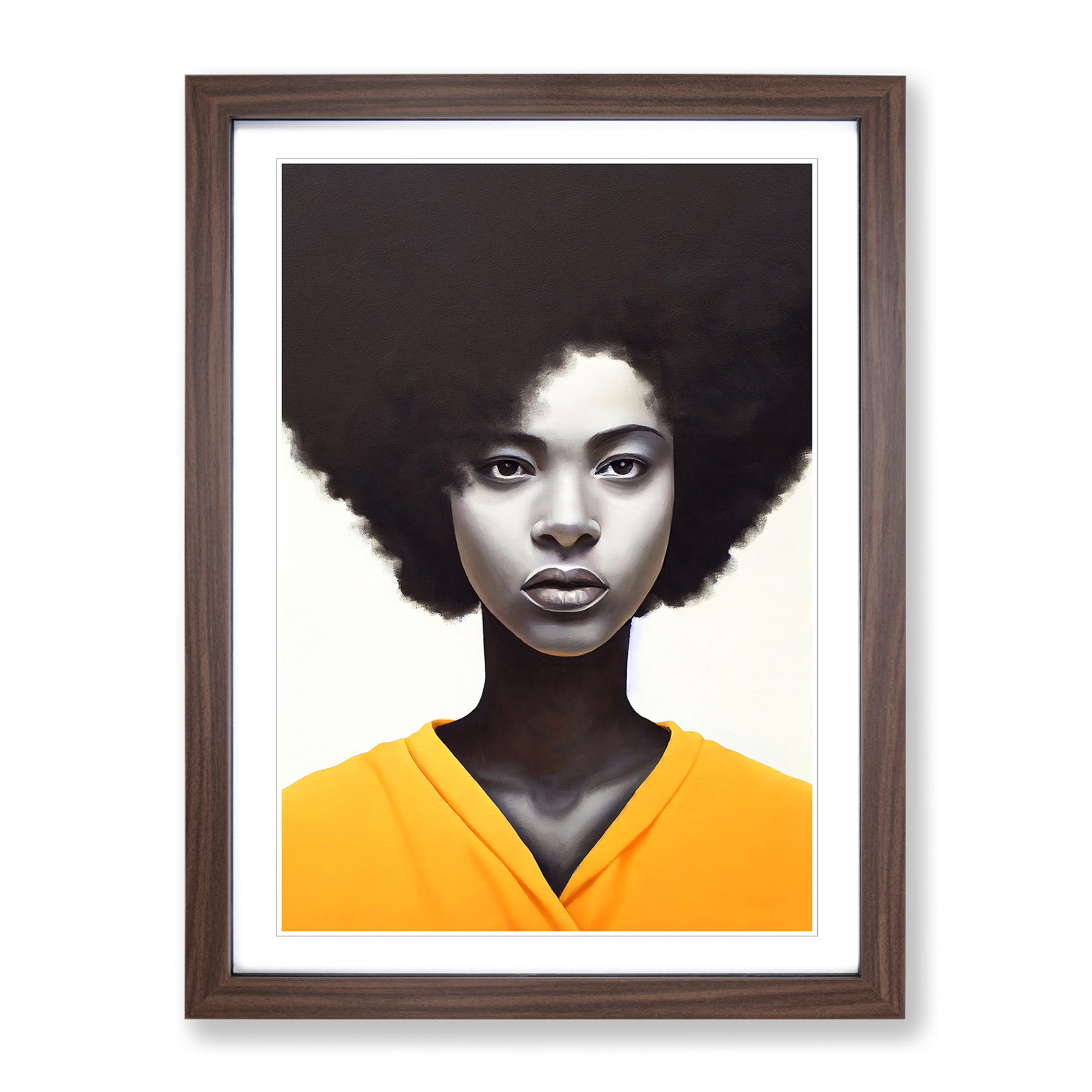 Woman With Afro Portrait Wall Art Print Framed Canvas Picture