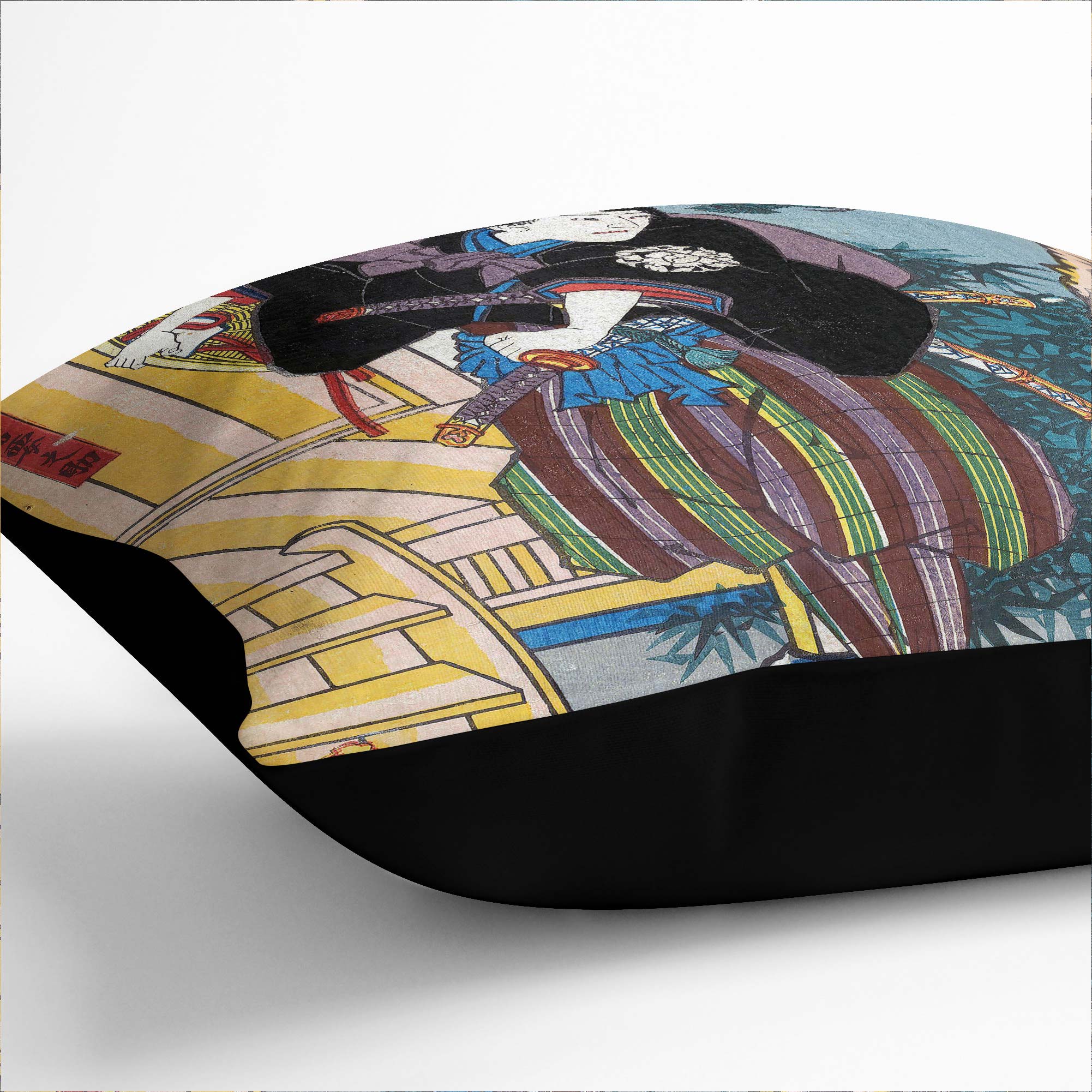Plump Cushion Man with Two Samurai Swords Utagawa Kunisada Scatter Throw Pillow - Picture 8 of 10