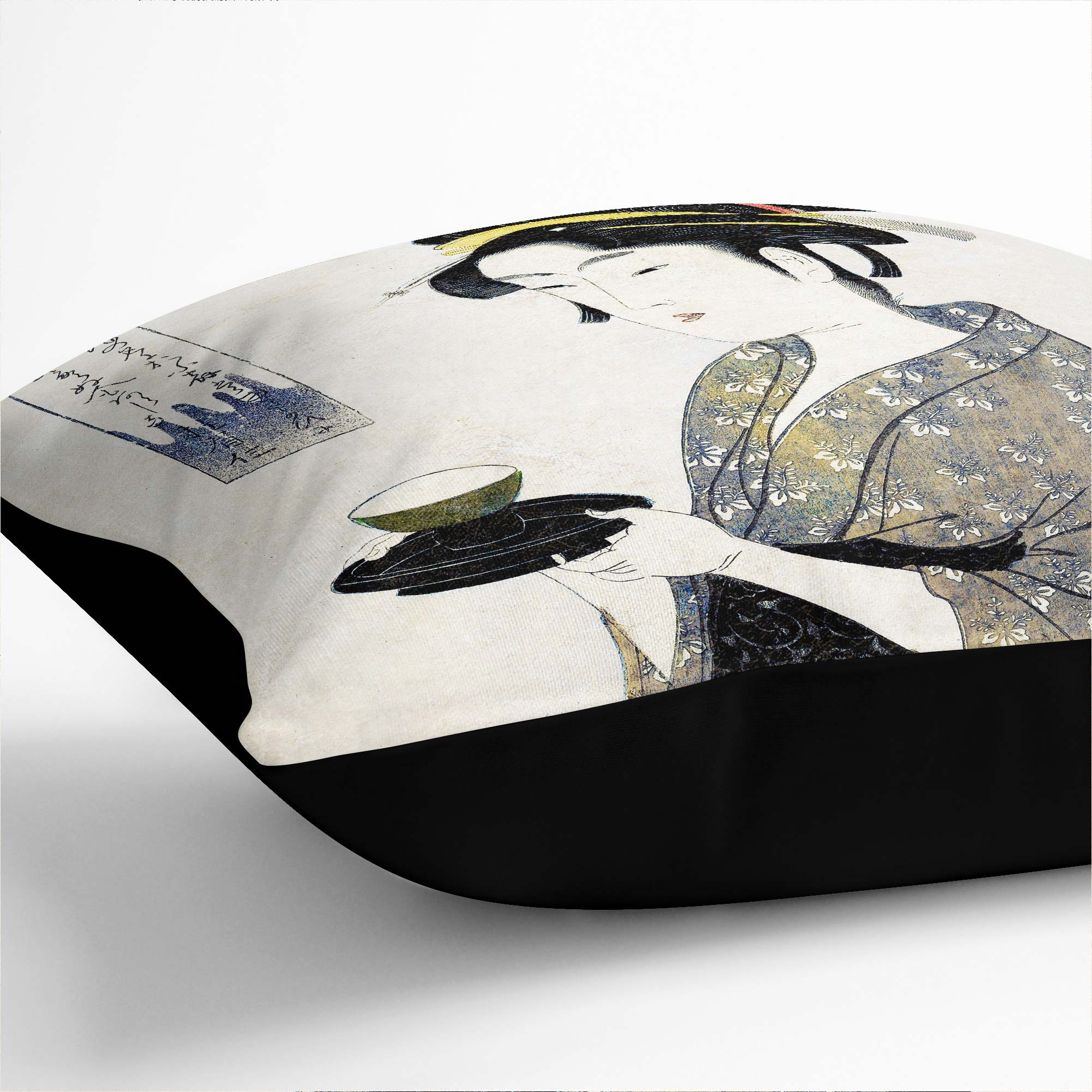 Plump Cushion Serving Tea Kitagawa Utamaro Scatter Throw Pillow Cover Filled - Picture 8 of 10