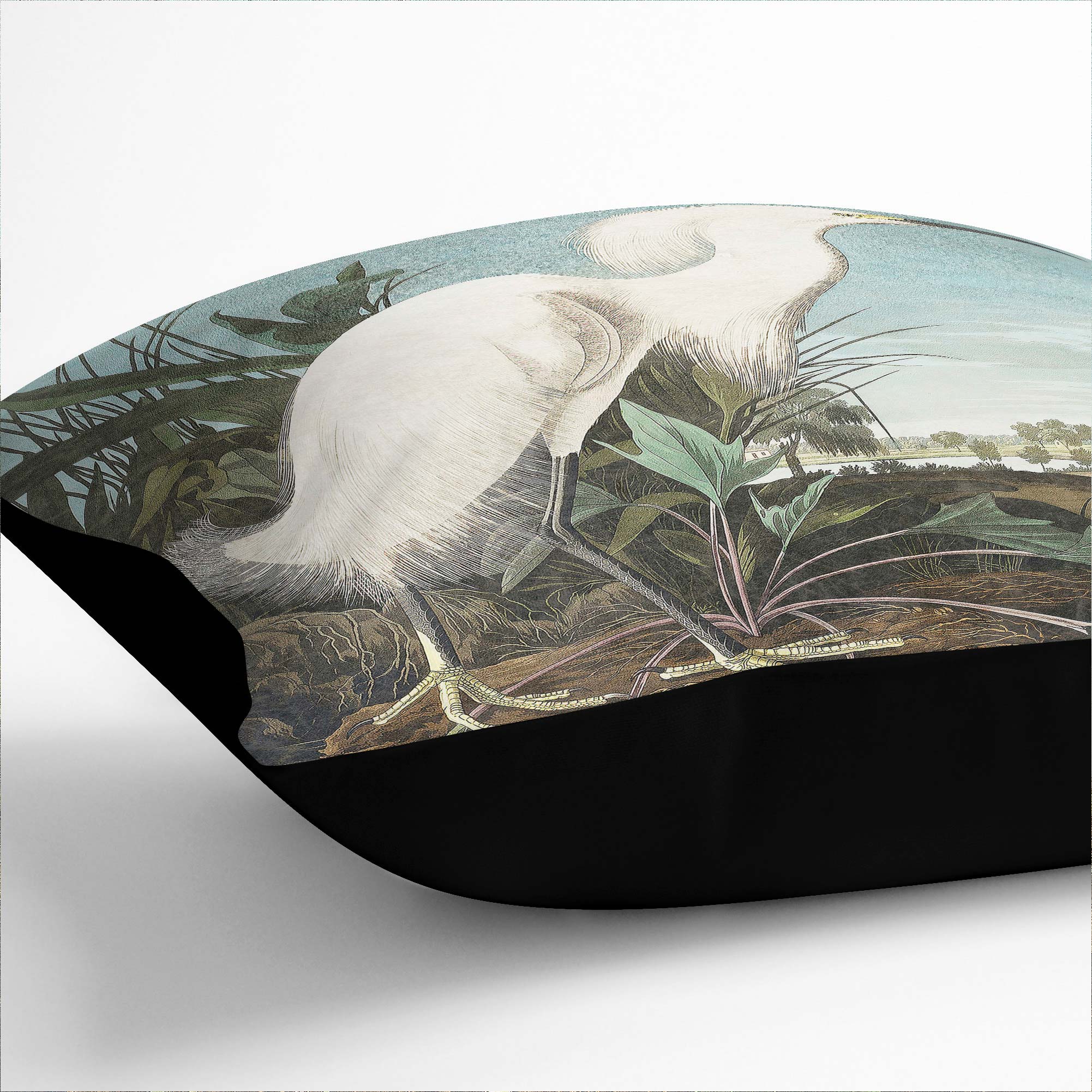 Plump Cushion Snowy Heron Flowers Bird John James Audubon Scatter Throw Pillow - Picture 10 of 12
