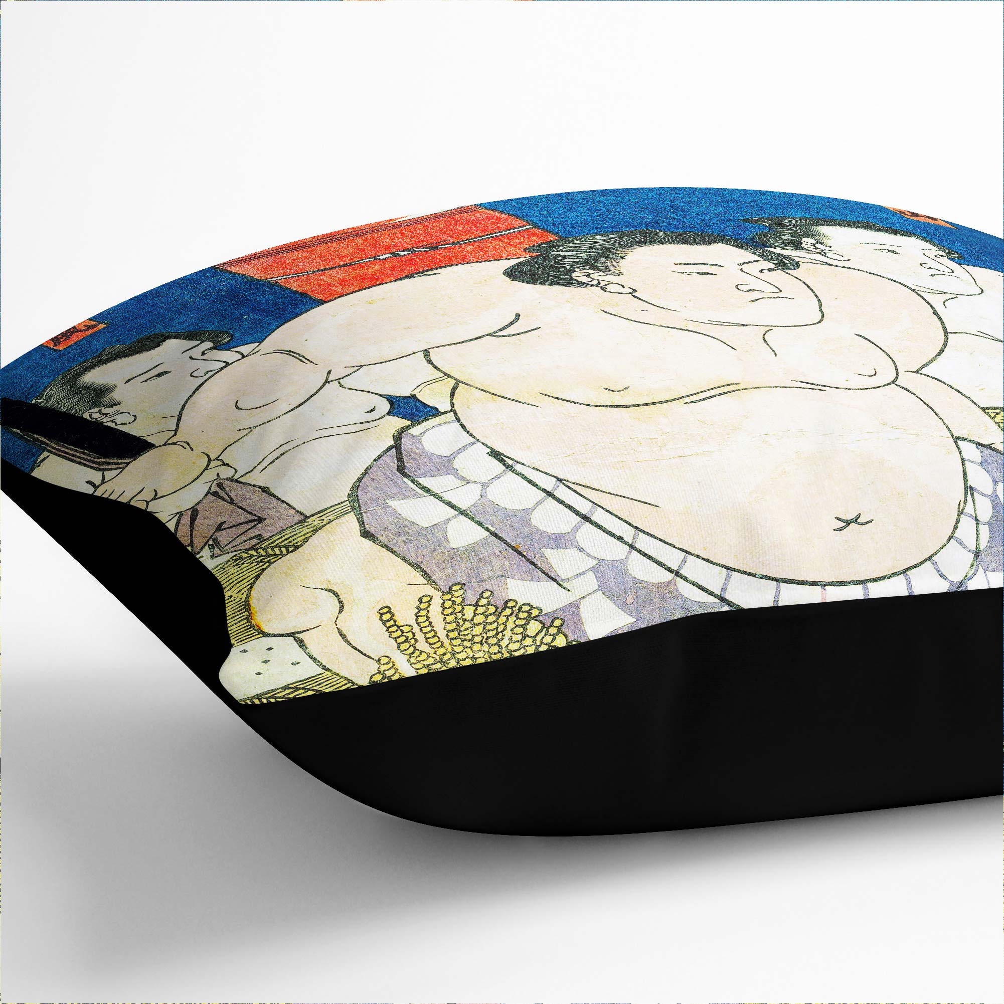 Plump Cushion Three Sumo Wrestlers Utagawa Kunisada Scatter Throw Pillow Cover - Picture 8 of 10