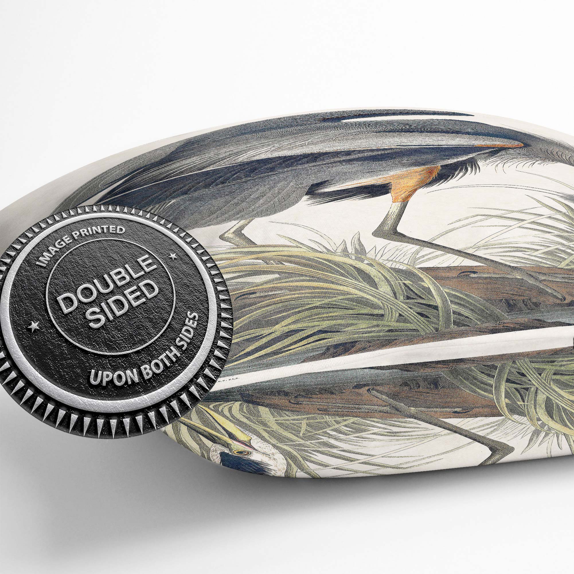 Plump Cushion Great Blue Heron Landscape Bird John James Audubon Scatter Pillow - Picture 12 of 12