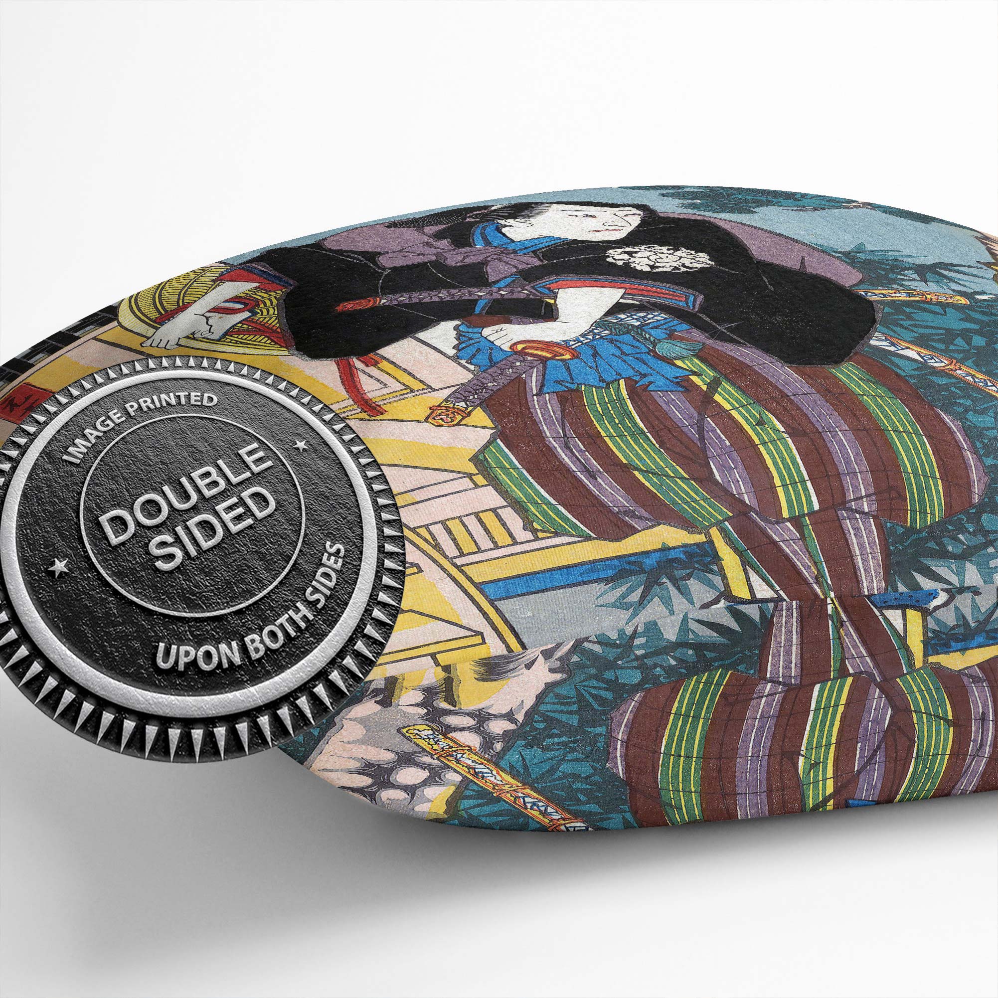 Plump Cushion Man with Two Samurai Swords Utagawa Kunisada Scatter Throw Pillow - Picture 10 of 10