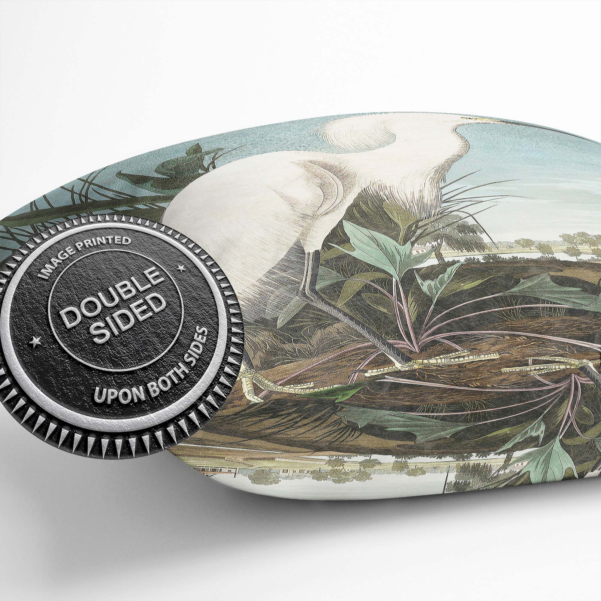 Plump Cushion Snowy Heron Flowers Bird John James Audubon Scatter Throw Pillow - Picture 12 of 12