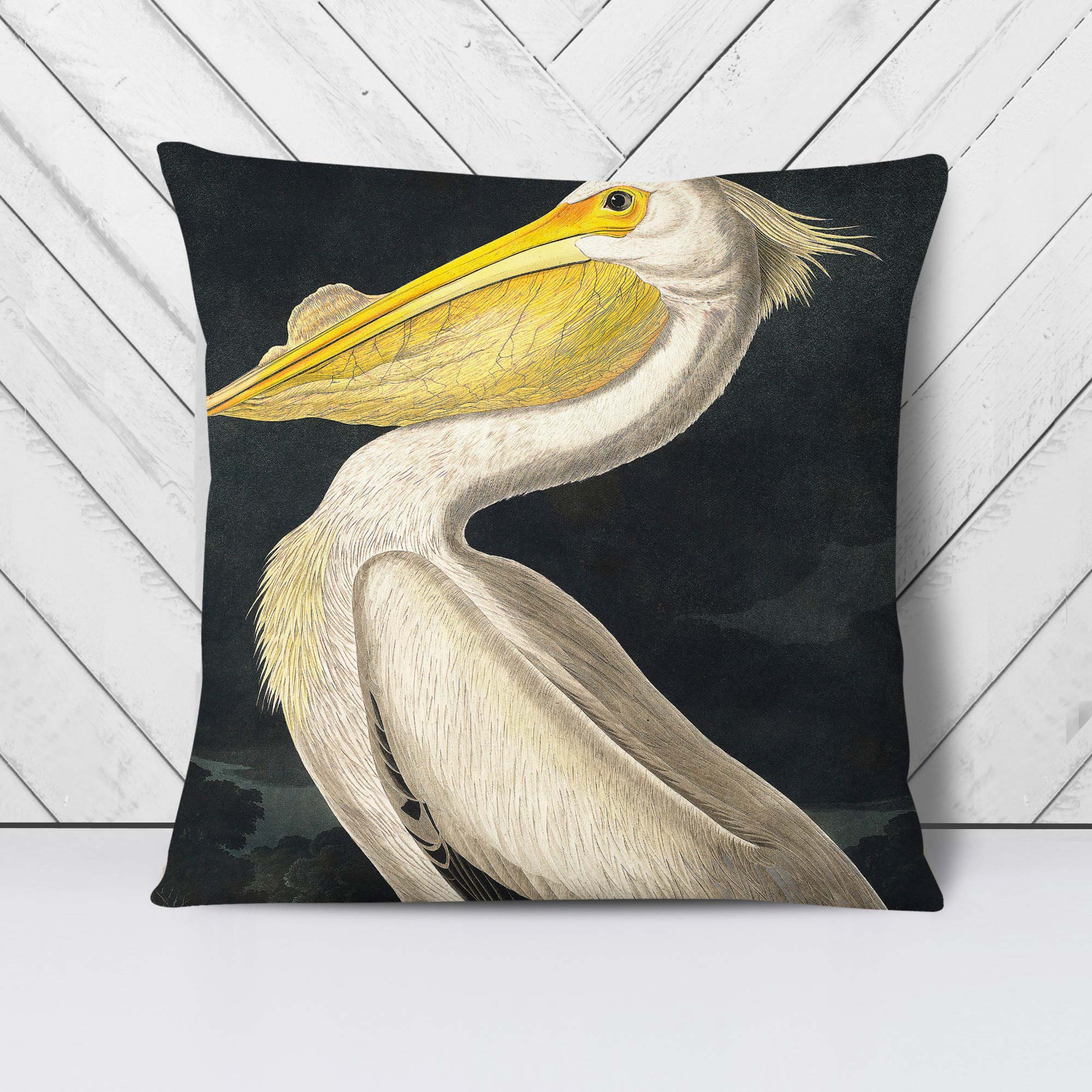 Plump Cushion American White Pelican Bird John James Audubon Scatter Pillow - Picture 5 of 12