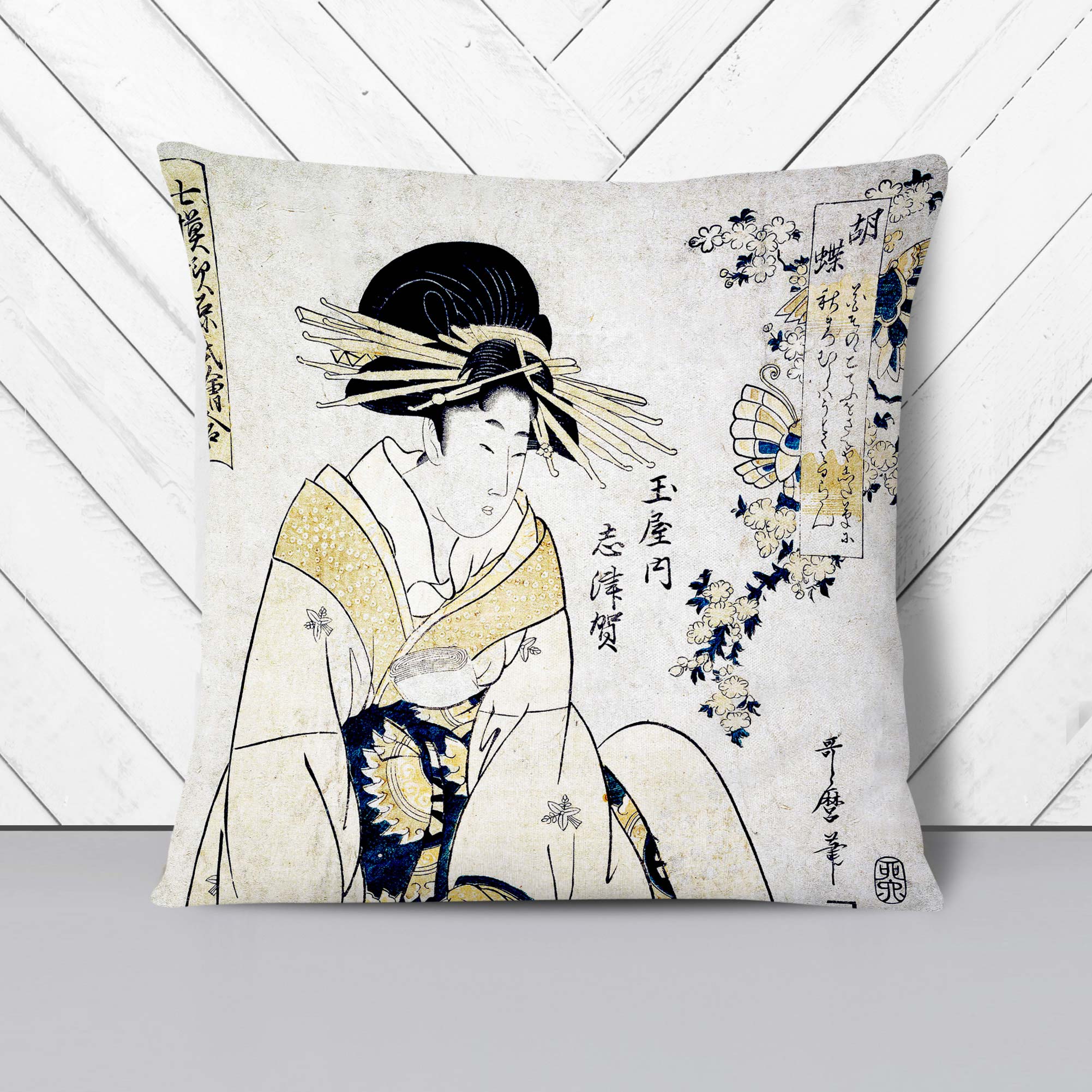 Plump Cushion Courtesan Kitagawa Utamaro Soft Scatter Throw Pillow Cover Filled - Picture 3 of 10