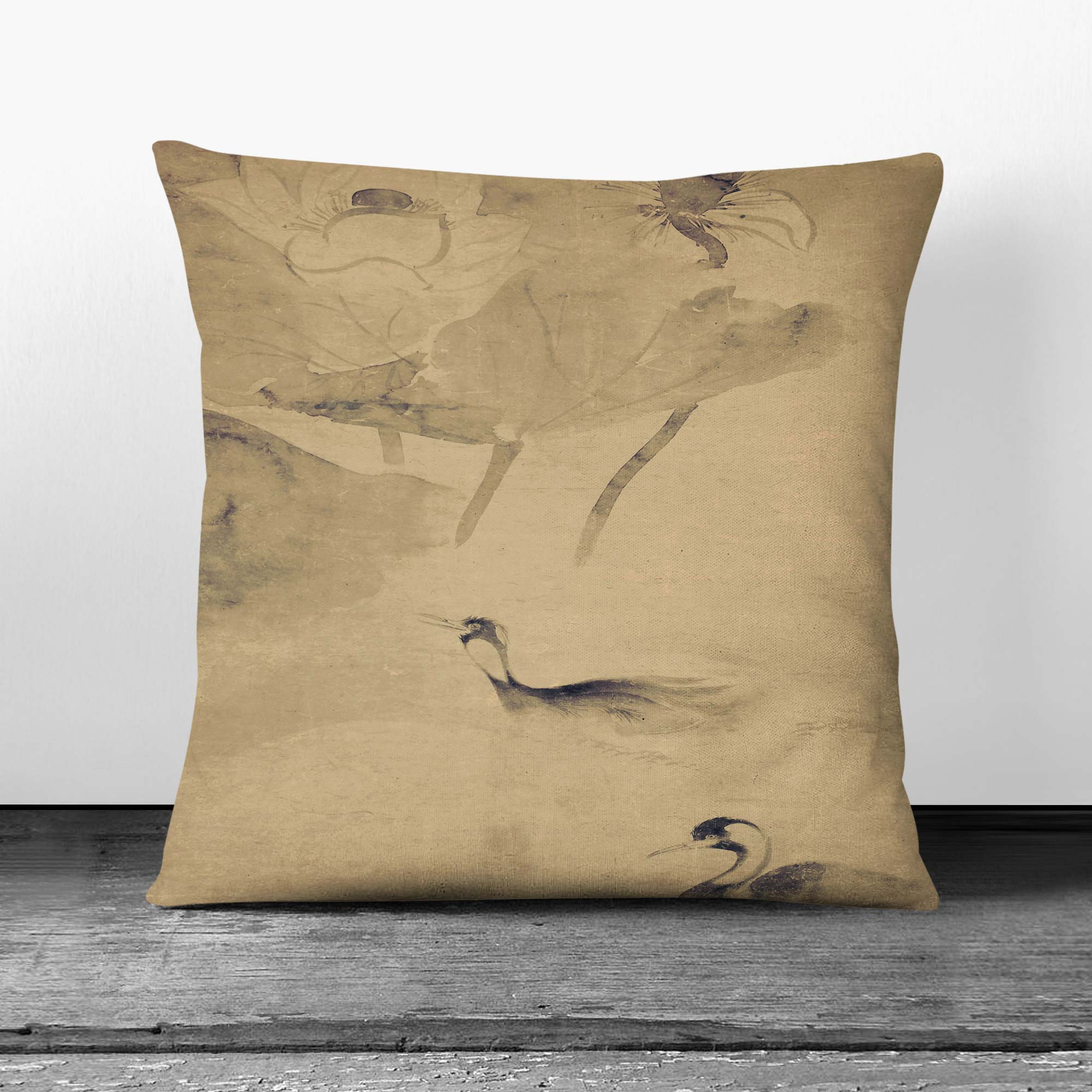 Plump Cushion Ducks in the Lotus Pond Bird Tawaraya Sotatsu Scatter Throw Pillow - Picture 5 of 12