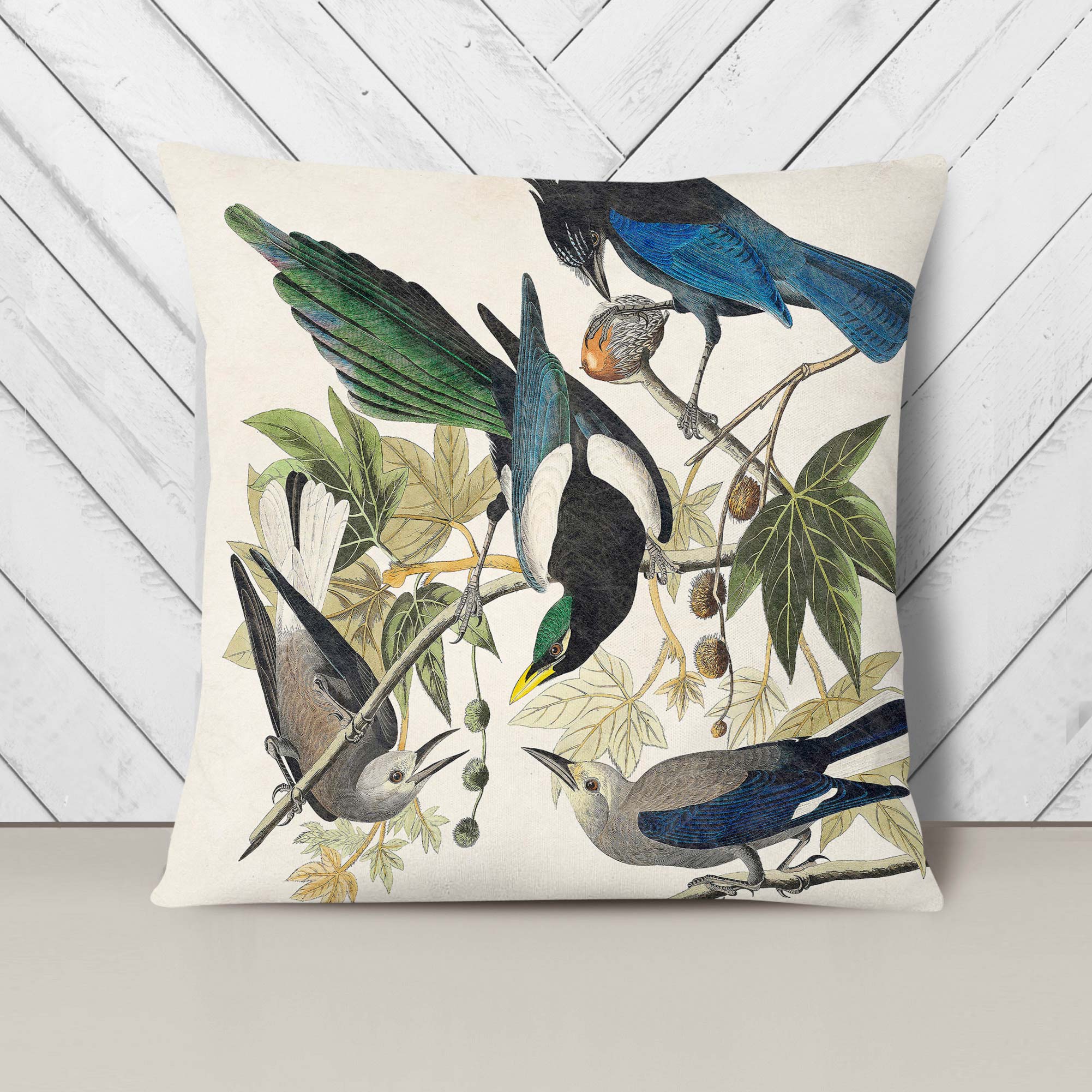 Plump Cushion Magpie, Crow & Jay Birds John James Audubon Scatter Throw Pillow - Picture 5 of 12