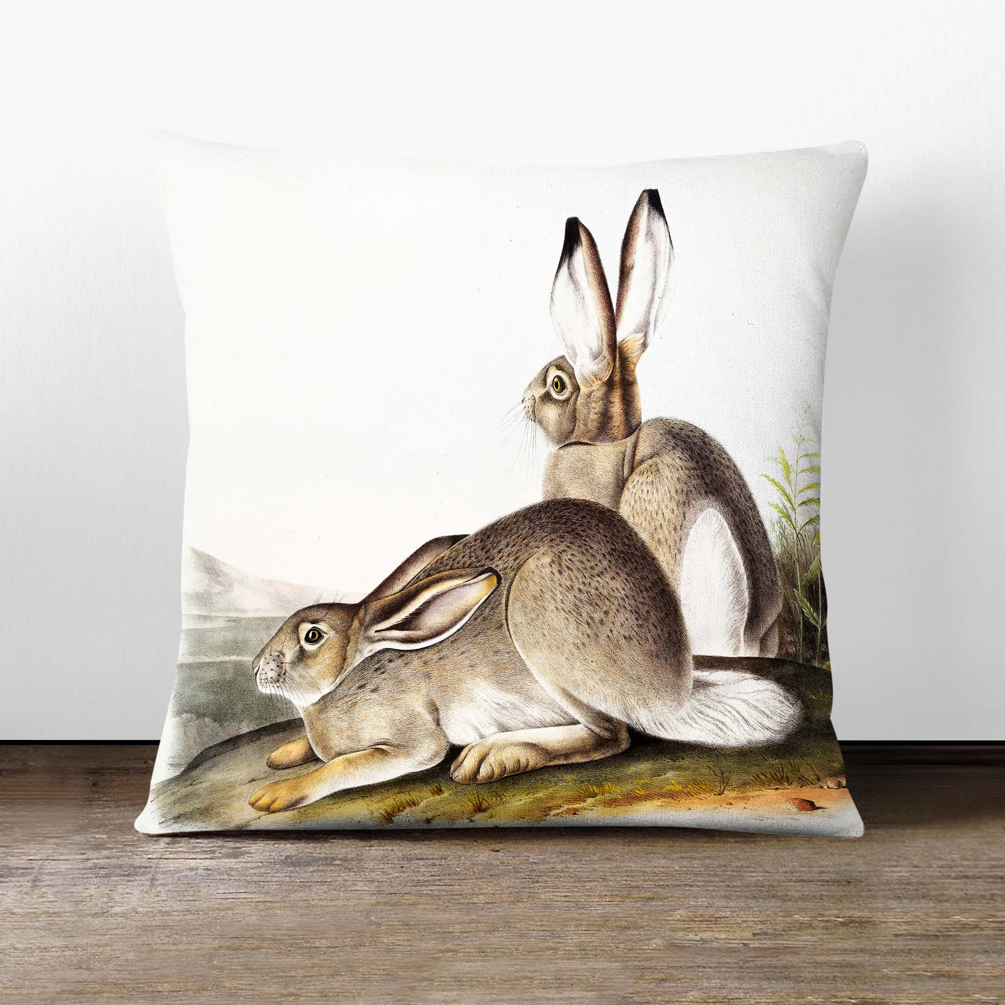 Plump Cushion Rocky Mountain Hares Landscape J.W. Audubon Scatter Throw Pillow - Picture 5 of 12